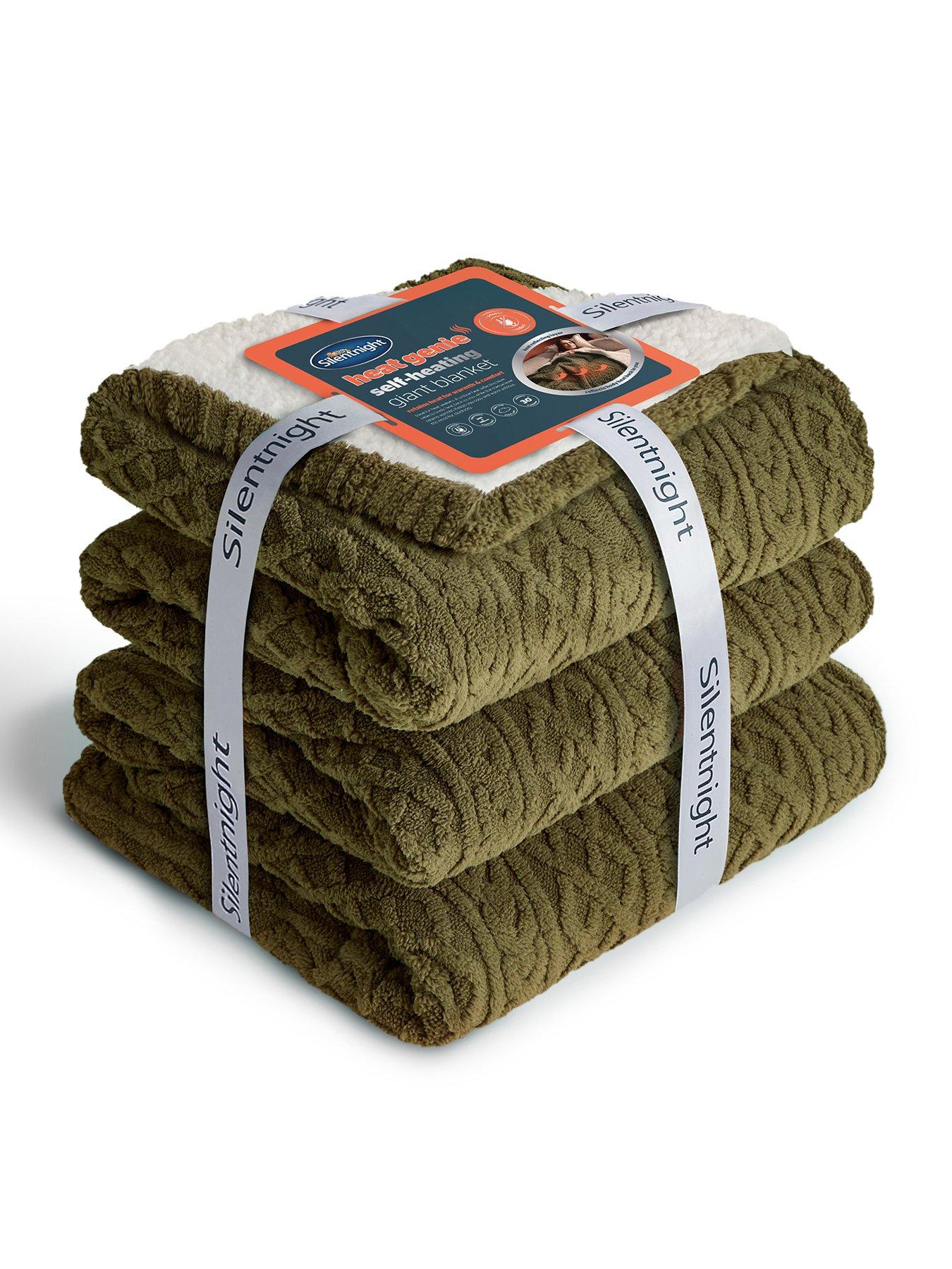 Silentnight Silentnight Heat Genie Cable Knit Giant Blanket - Olive