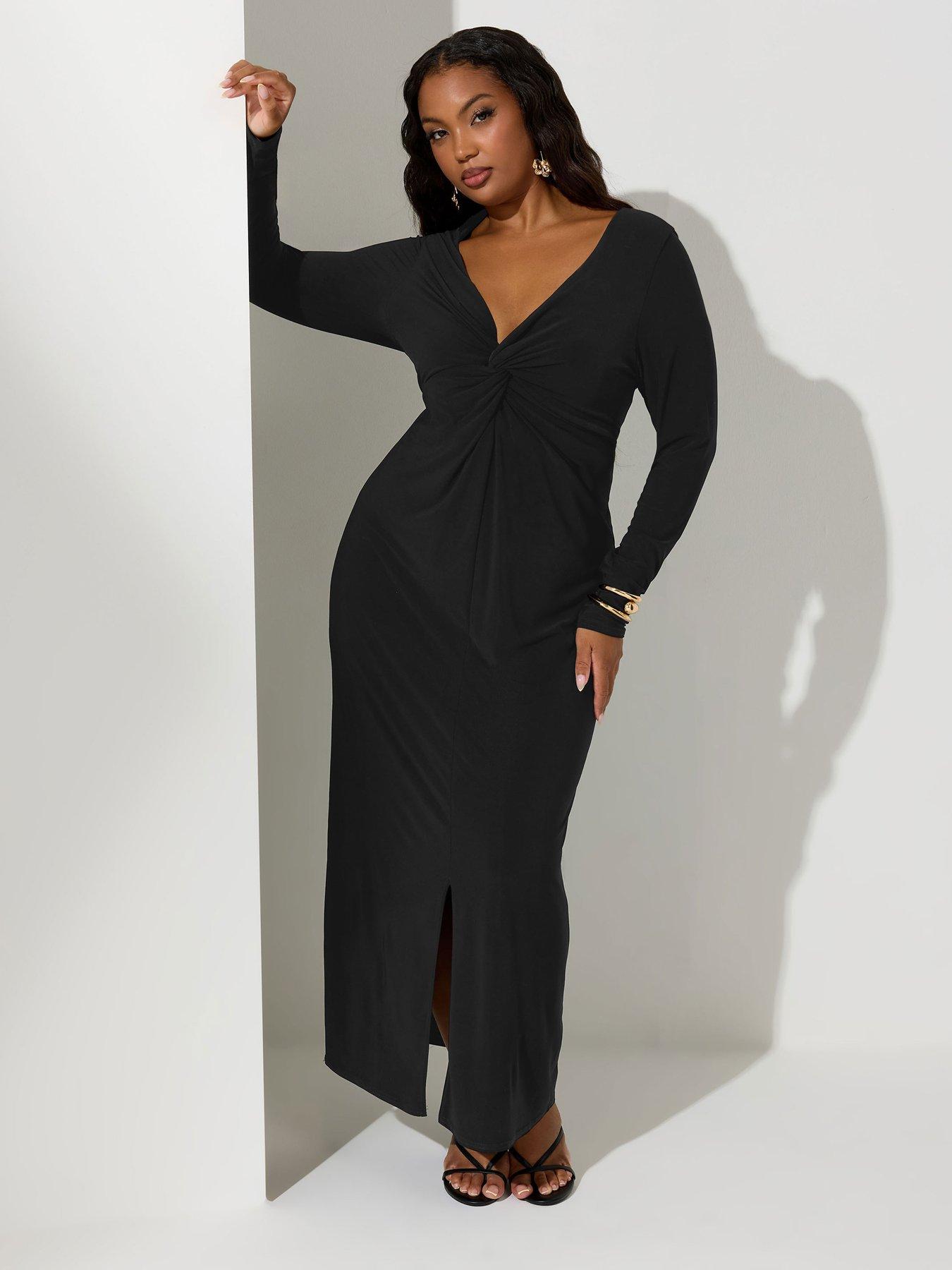 Women | Plus Size | Maxi (Long) | Partywear | Black | 18 | Long Sleeve |  Very