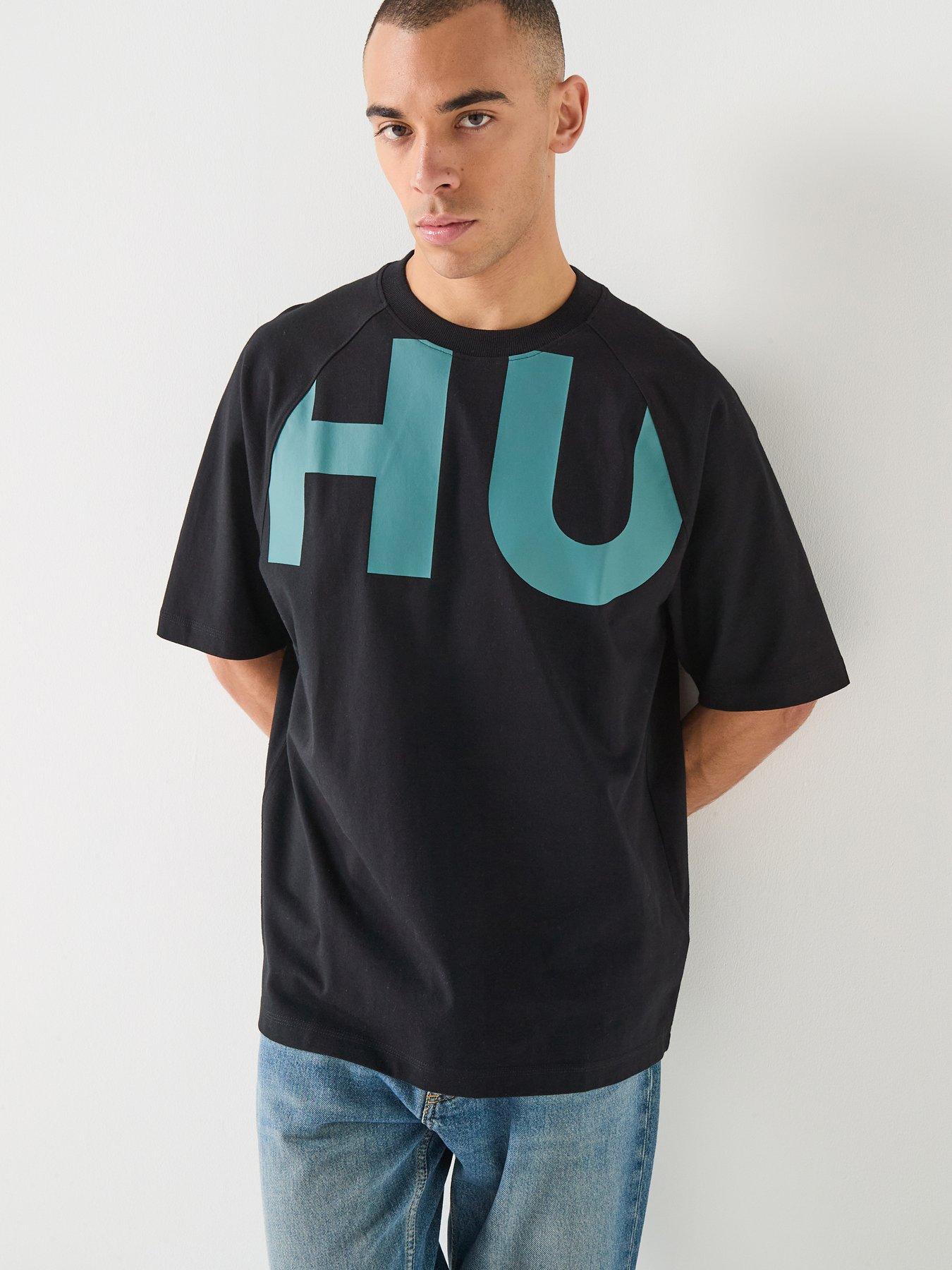 hugo-blue-nalftee-half-logo-loose-fit-t-shirt-black