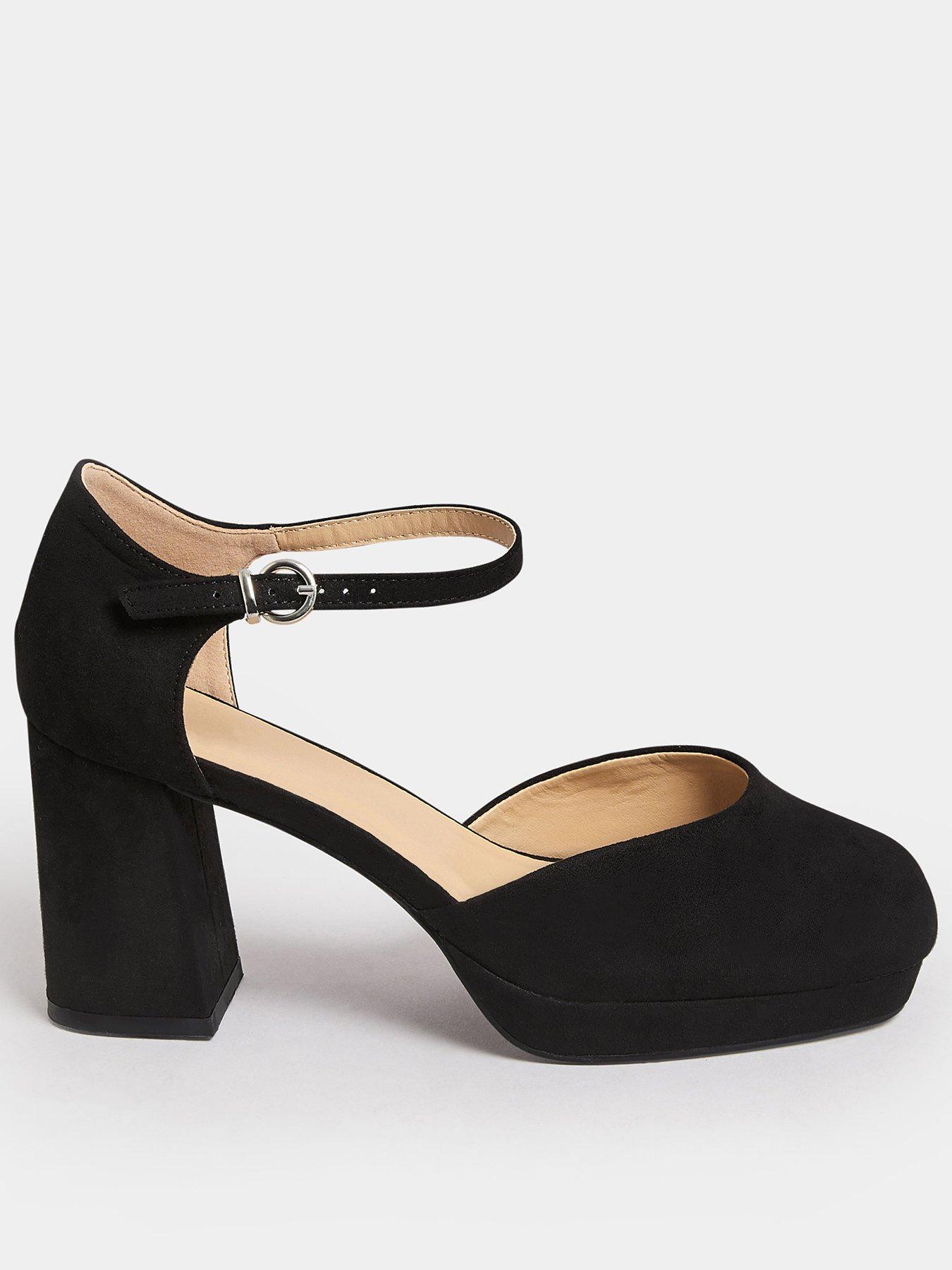Yours Wide Fit Platform Court Shoe - Black