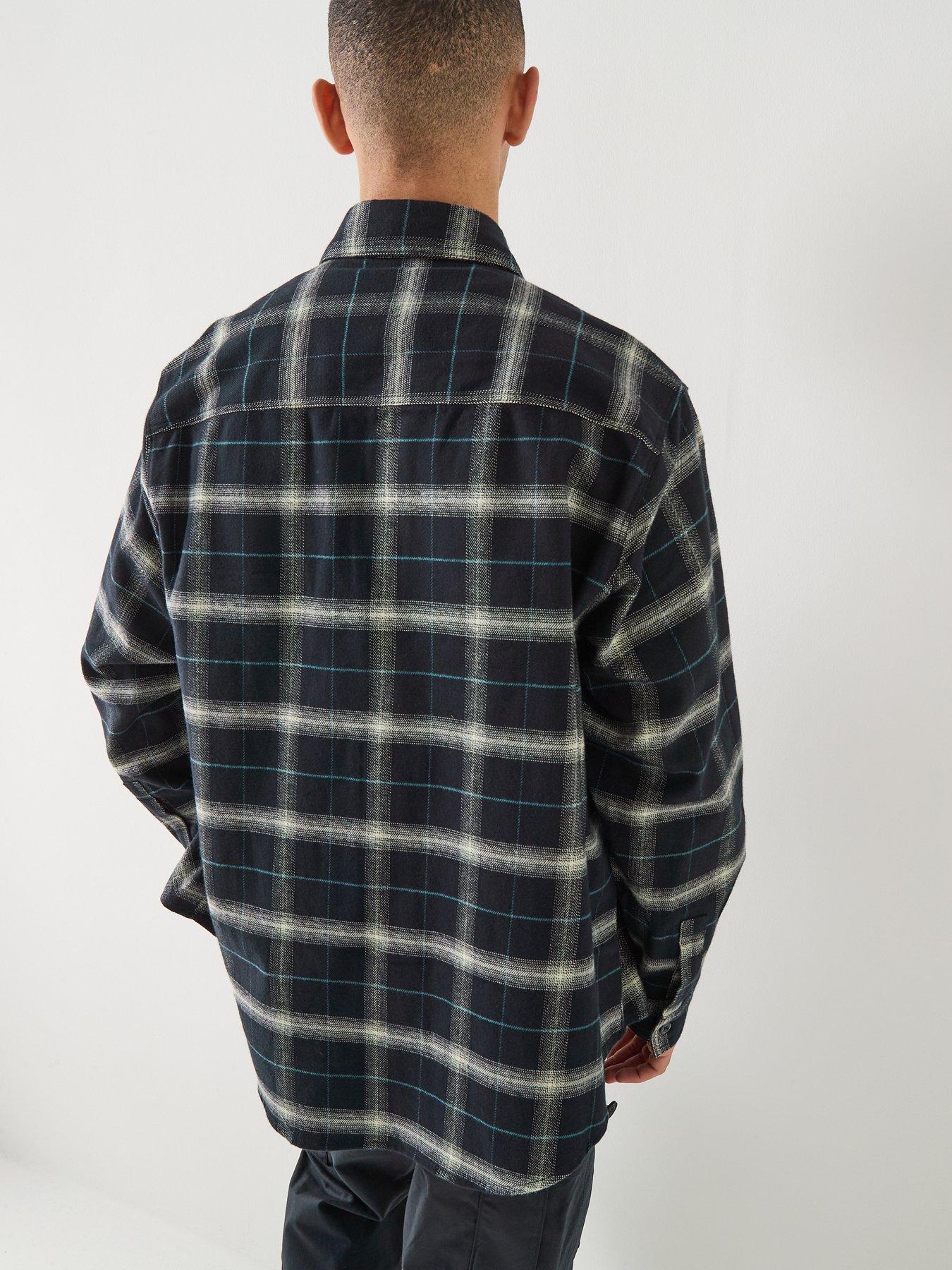hugo-blue-ebolt-loose-fit-checked-overshirt-blackstillFront