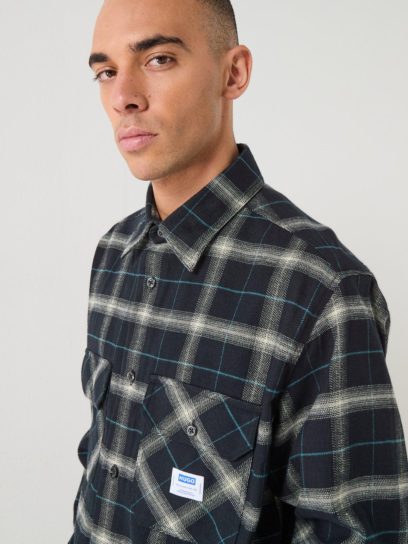 hugo-blue-ebolt-loose-fit-checked-overshirt-blackoutfit
