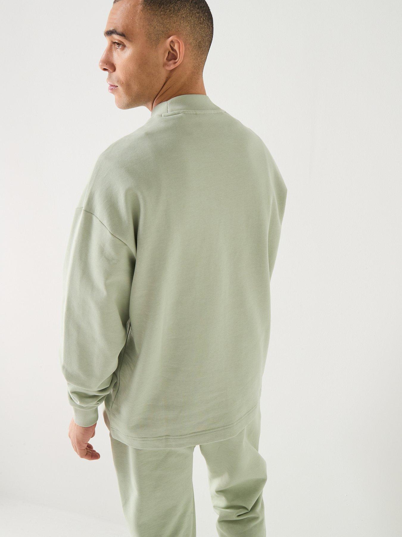 hugo-blue-nedro-regular-fit-crew-sweatshirt-light-greenstillFront