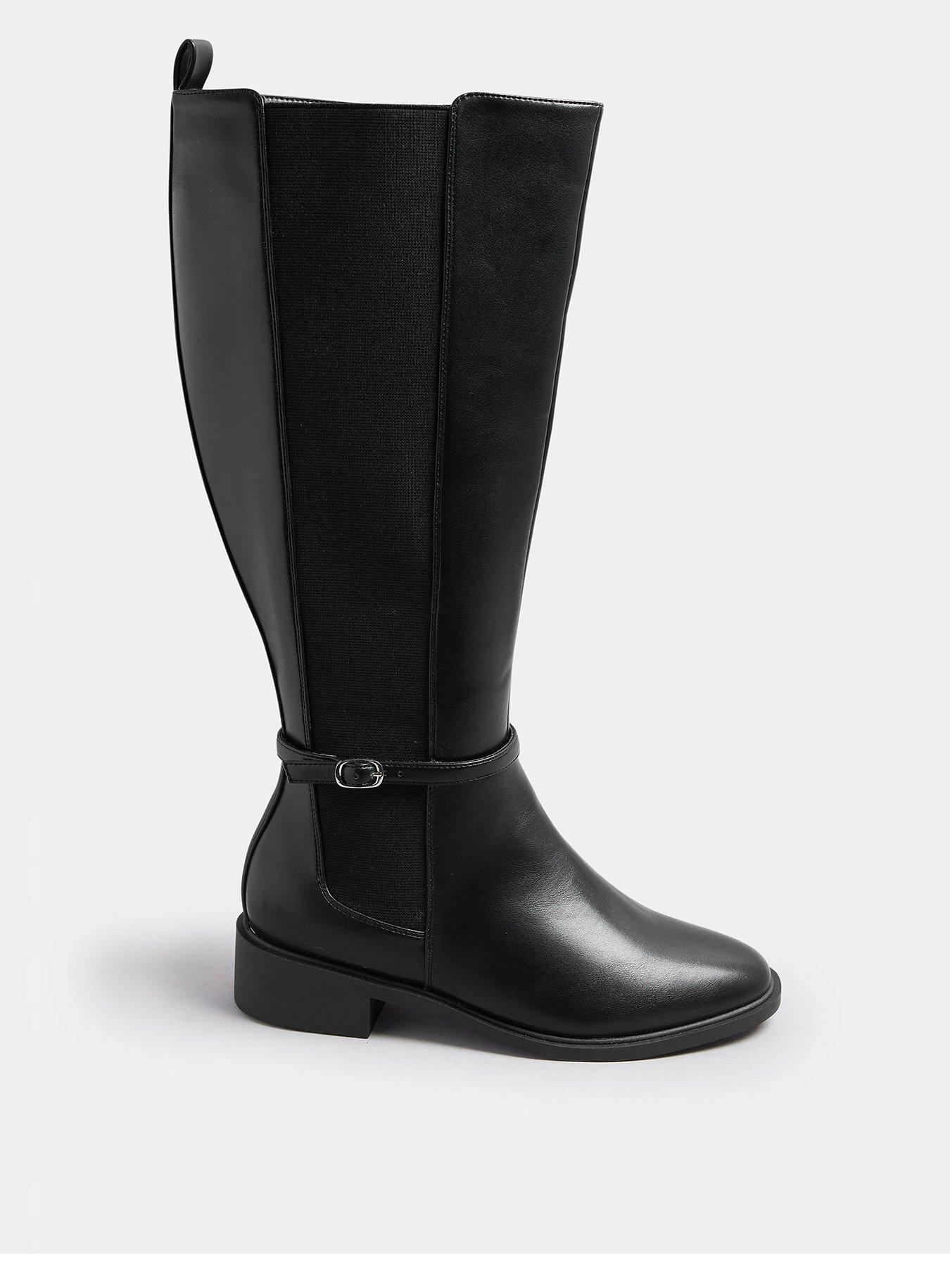 Yours Extra Wide Fit Elastic Riding Boot - Black