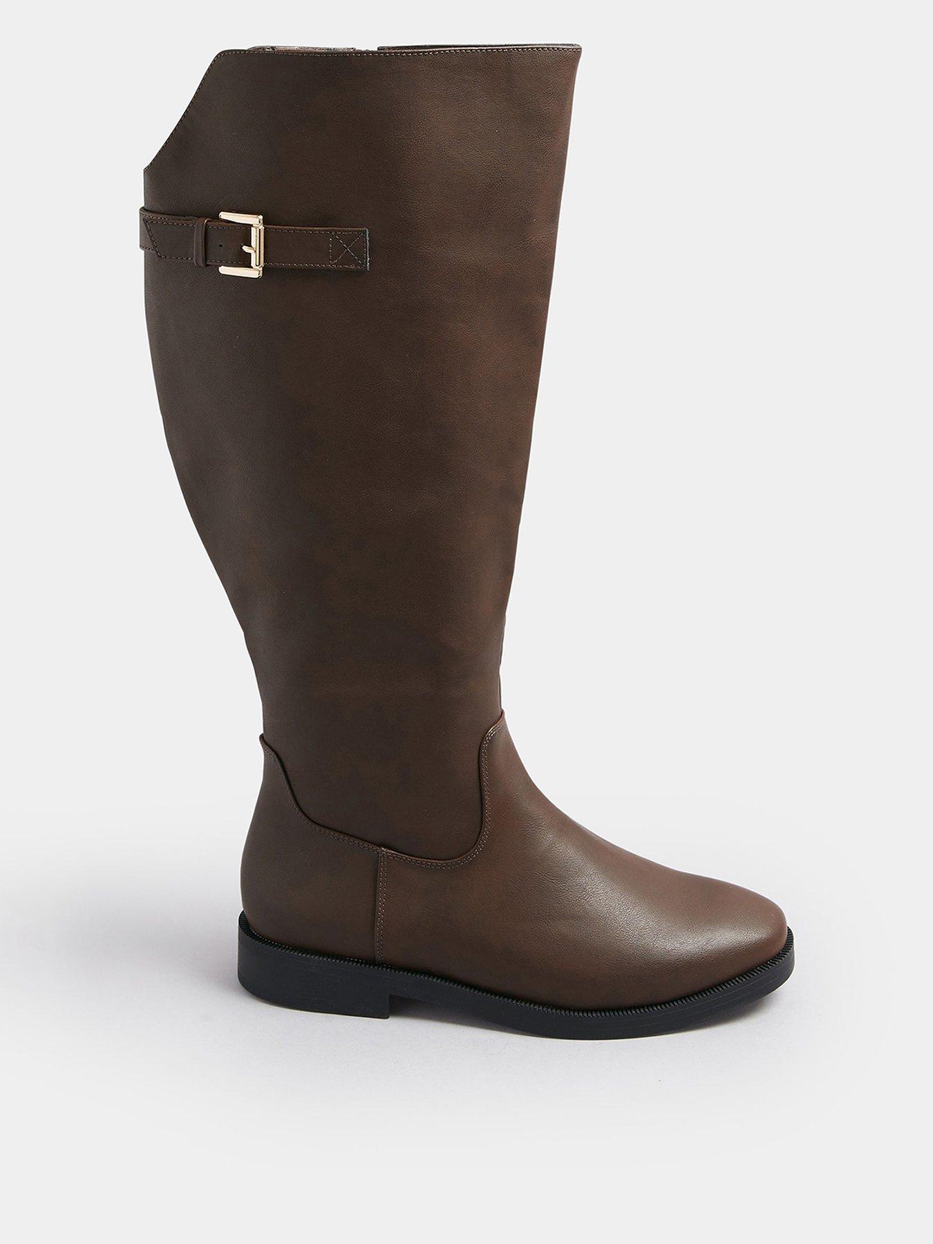 yours-extra-wide-fit-metal-buckle-boot-brown