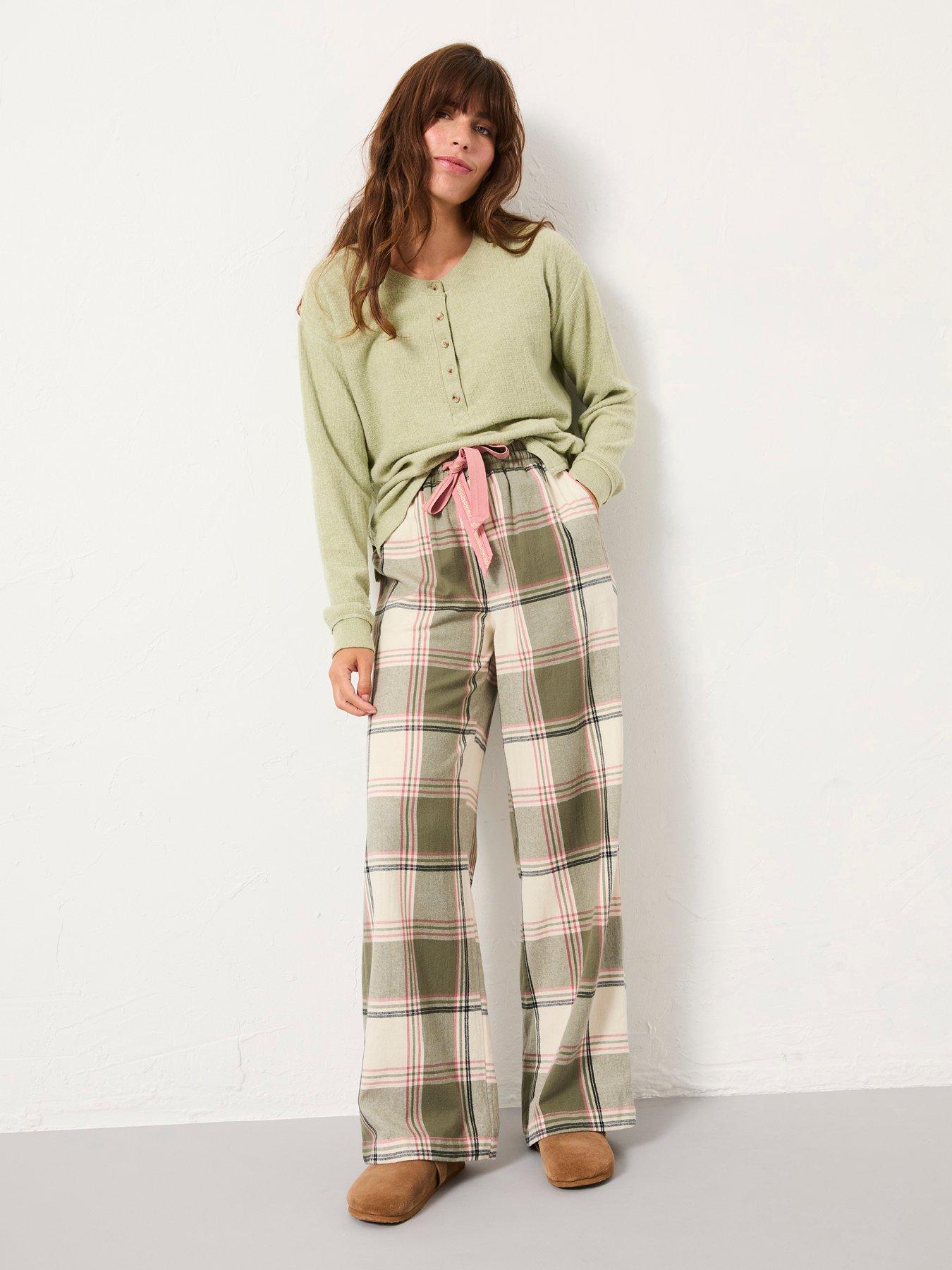 Image 1 of 5 of FatFace Lola Check Pants - Green