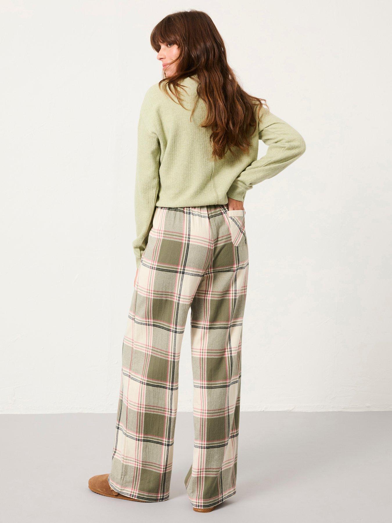 Image 2 of 5 of FatFace Lola Check Pants - Green