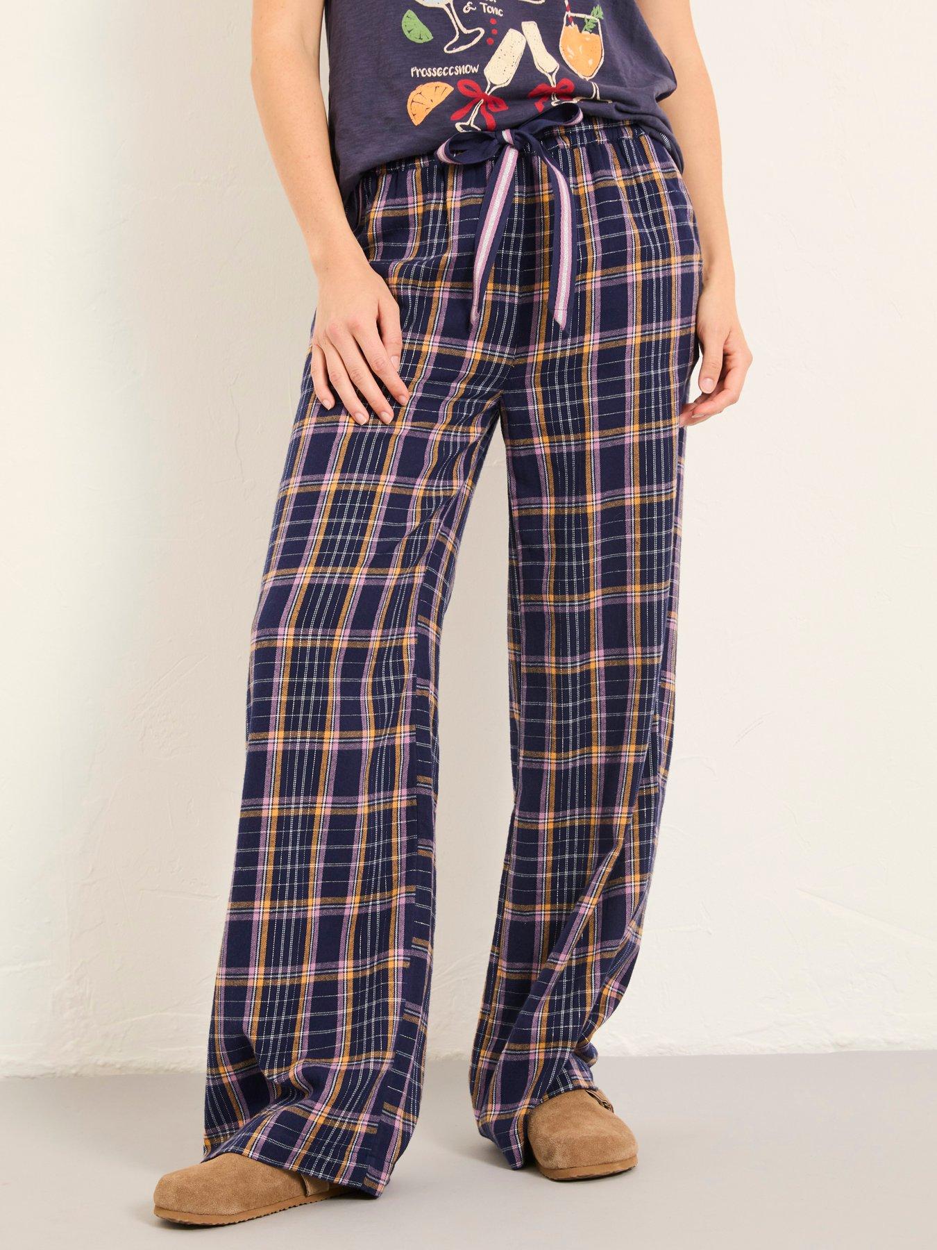 fatface-lola-metallic-check-pyjama-bottoms-navyoutfit