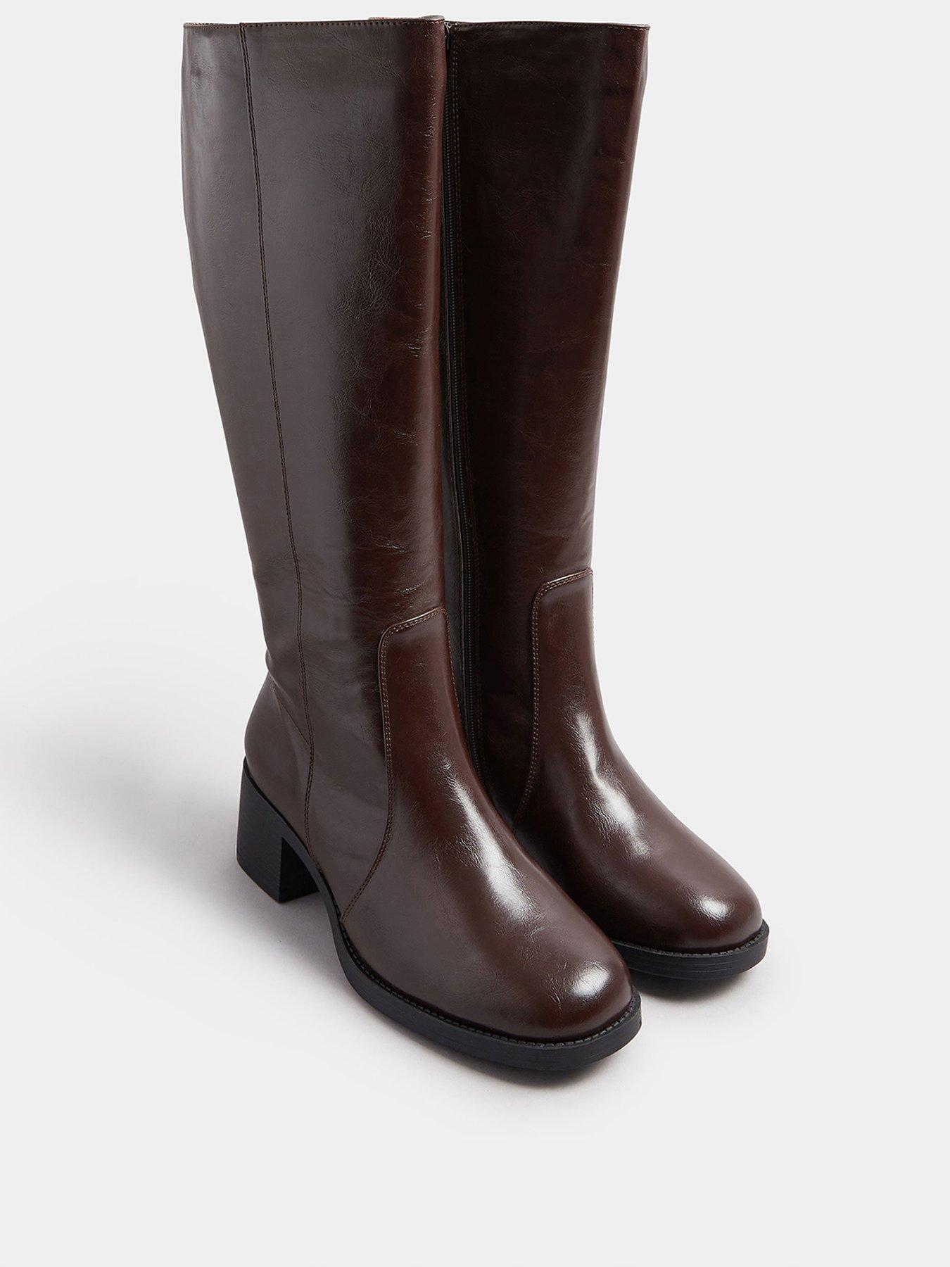 yours-extra-wide-fit-square-toe-knee-high-boot-brownstillFront