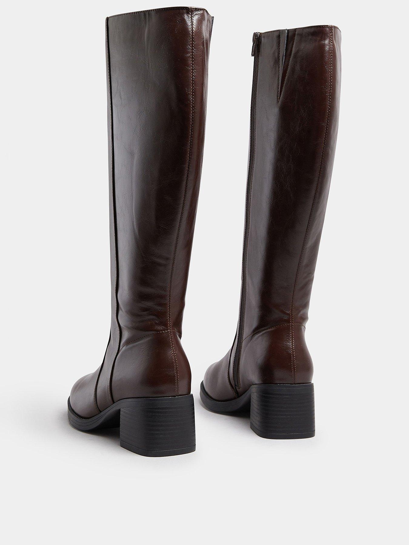 Yours Extra Wide Fit Square Toe Knee High Boot - Brown | Very Ireland