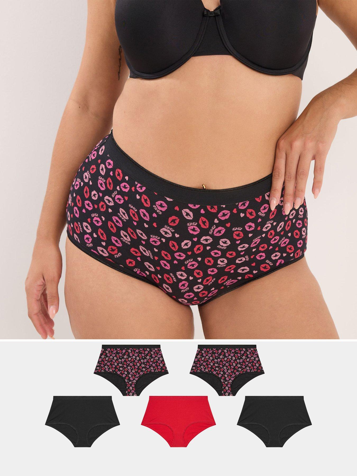 yours-curve-5-pack-kiss-print-full-brief-black