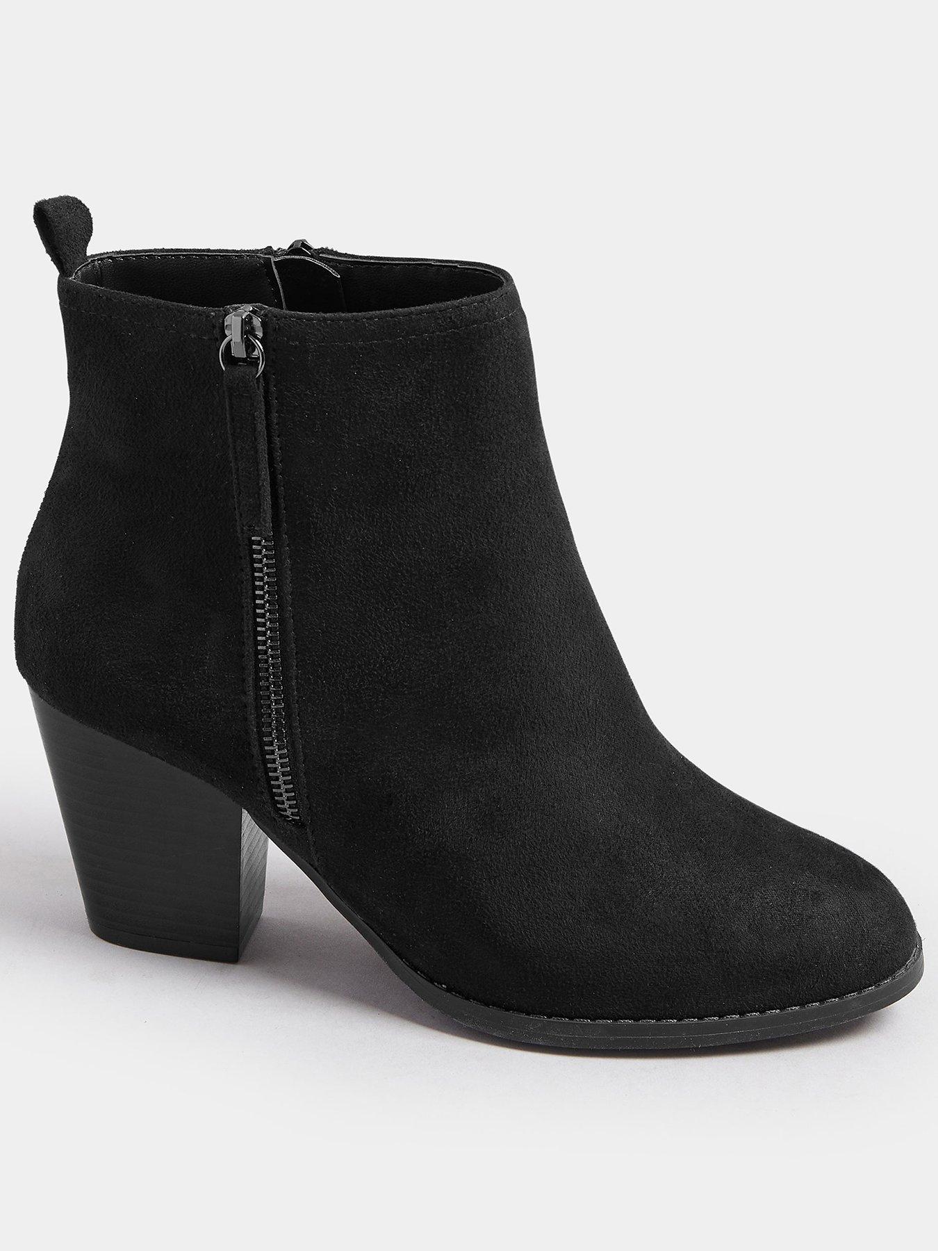 Yours Extra Wide Fit Micro Side Zip Heel Boot - Black