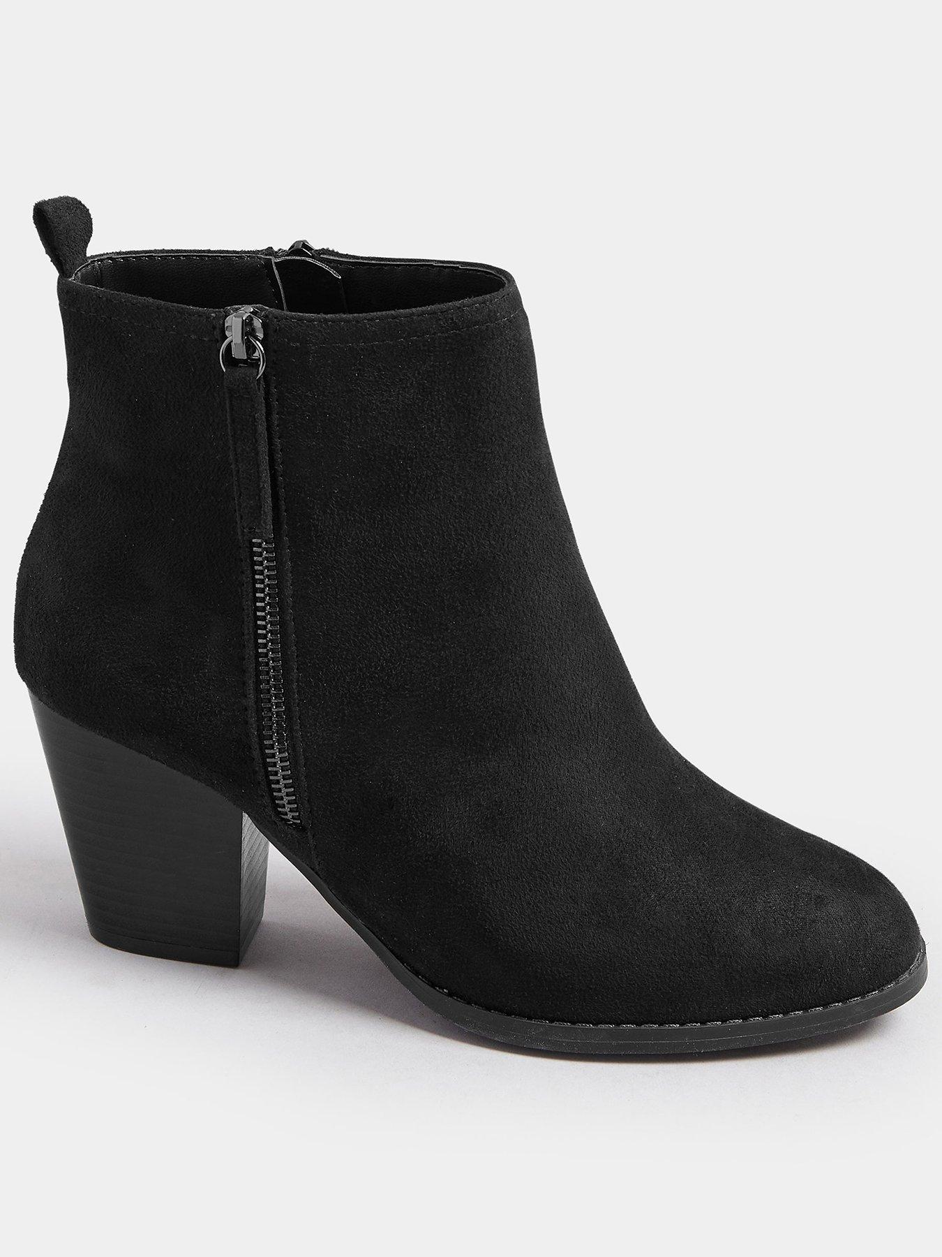 Yours Wide Fit Micro Side Zip Heel Boot - Black