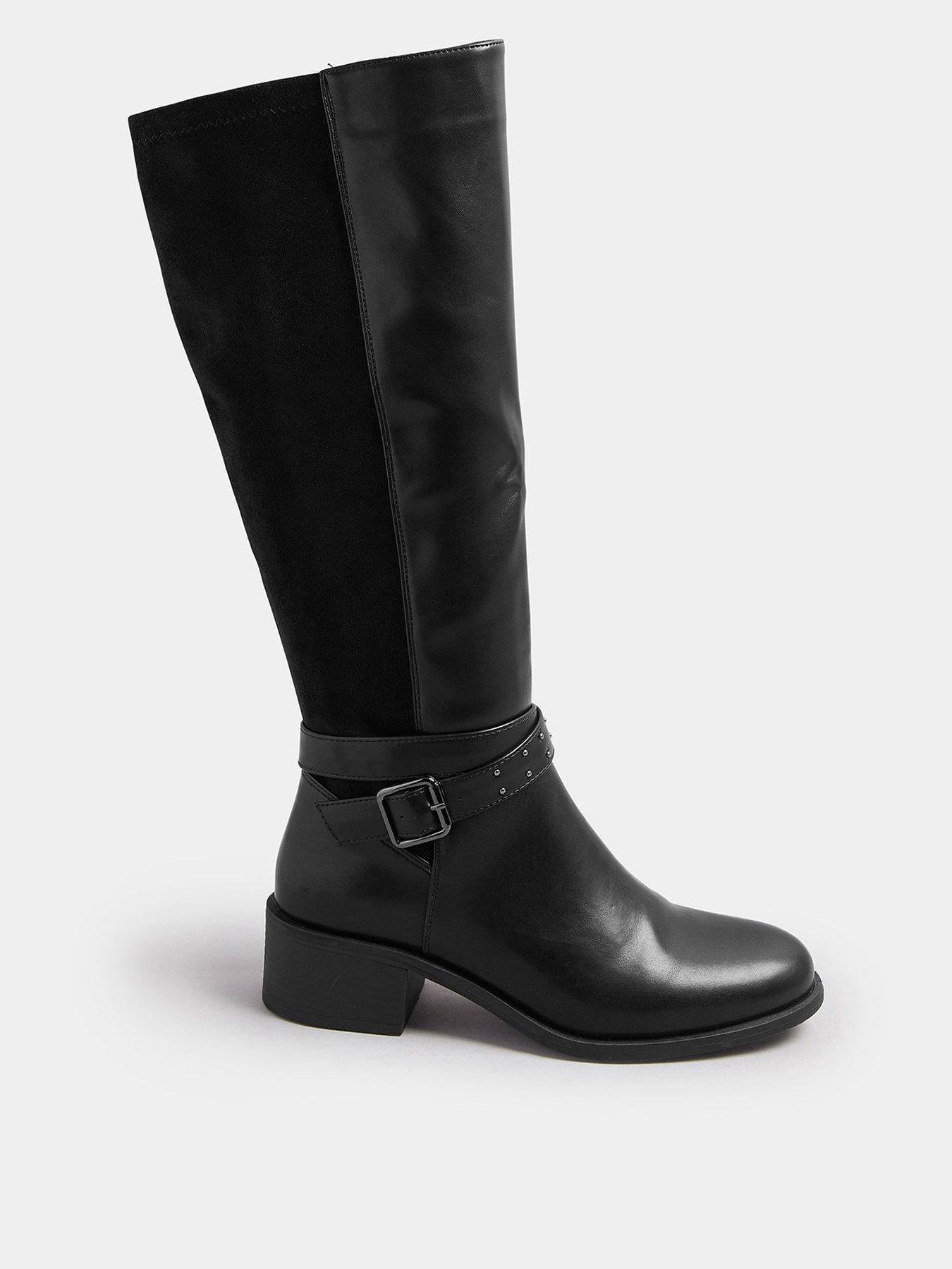 yours-wide-fit-block-metal-strap-boot-black