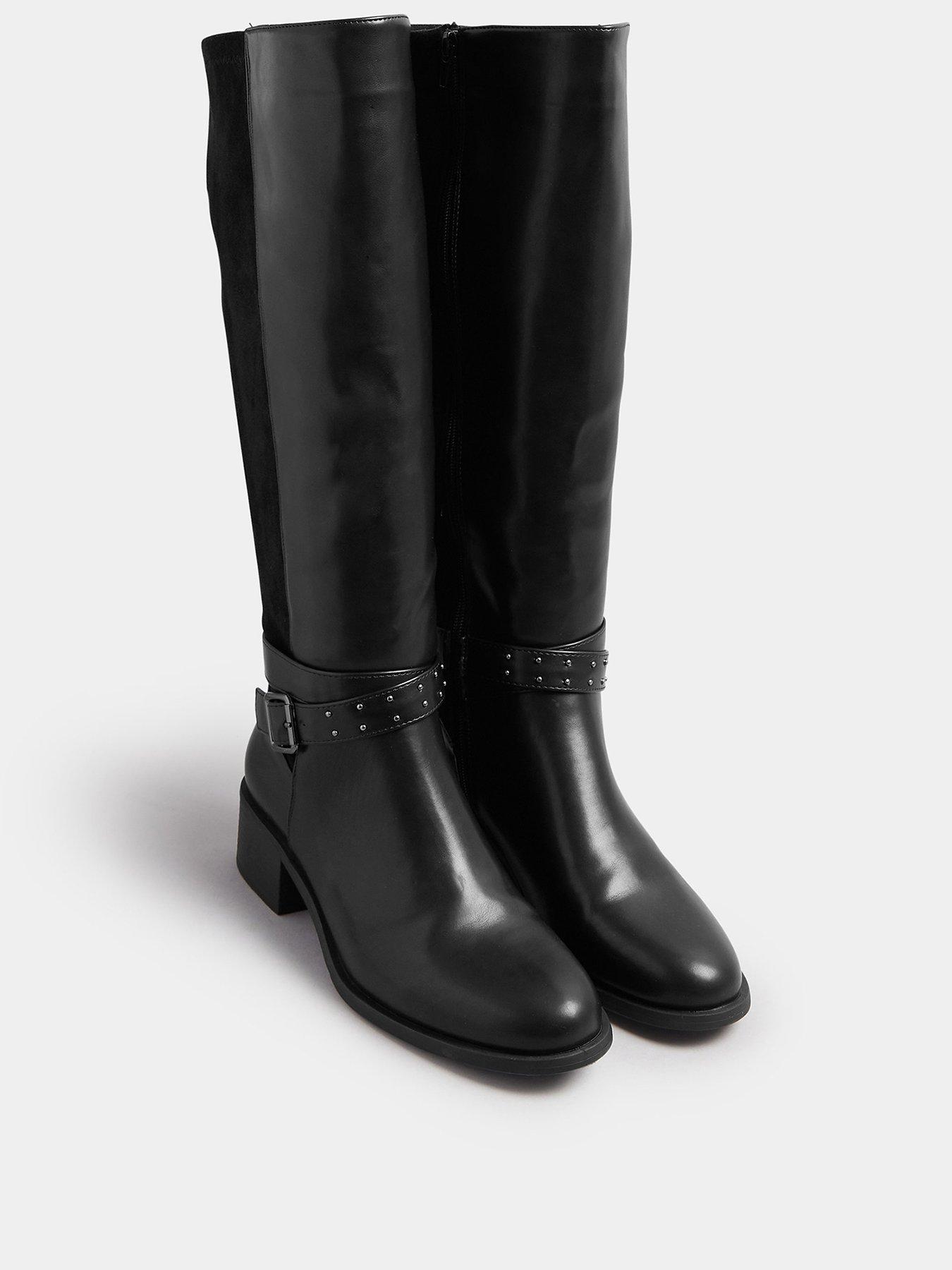 yours-wide-fit-block-metal-strap-boot-blackstillFront