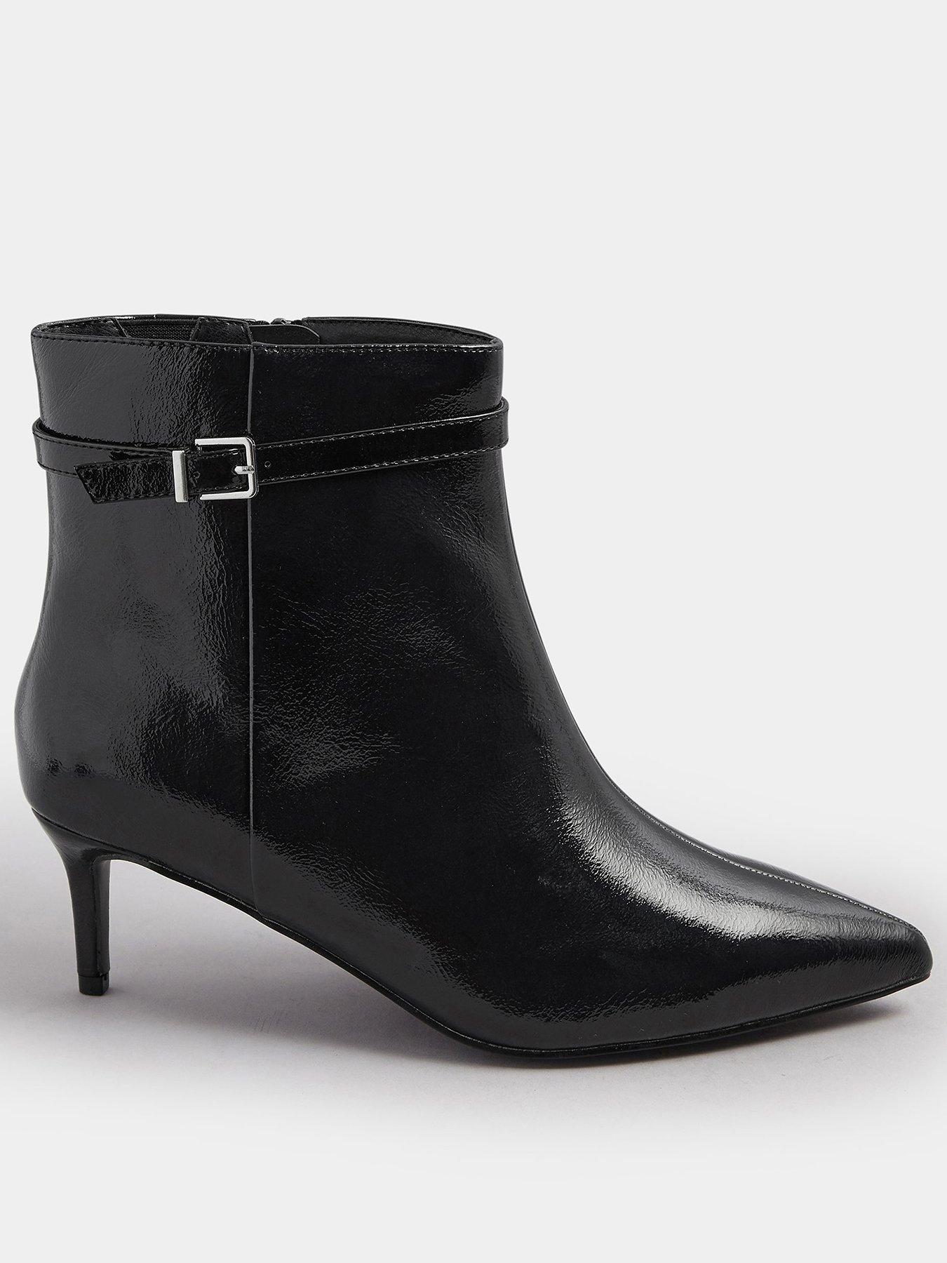yours-extra-wide-fit-point-kitten-buckle-boot-black