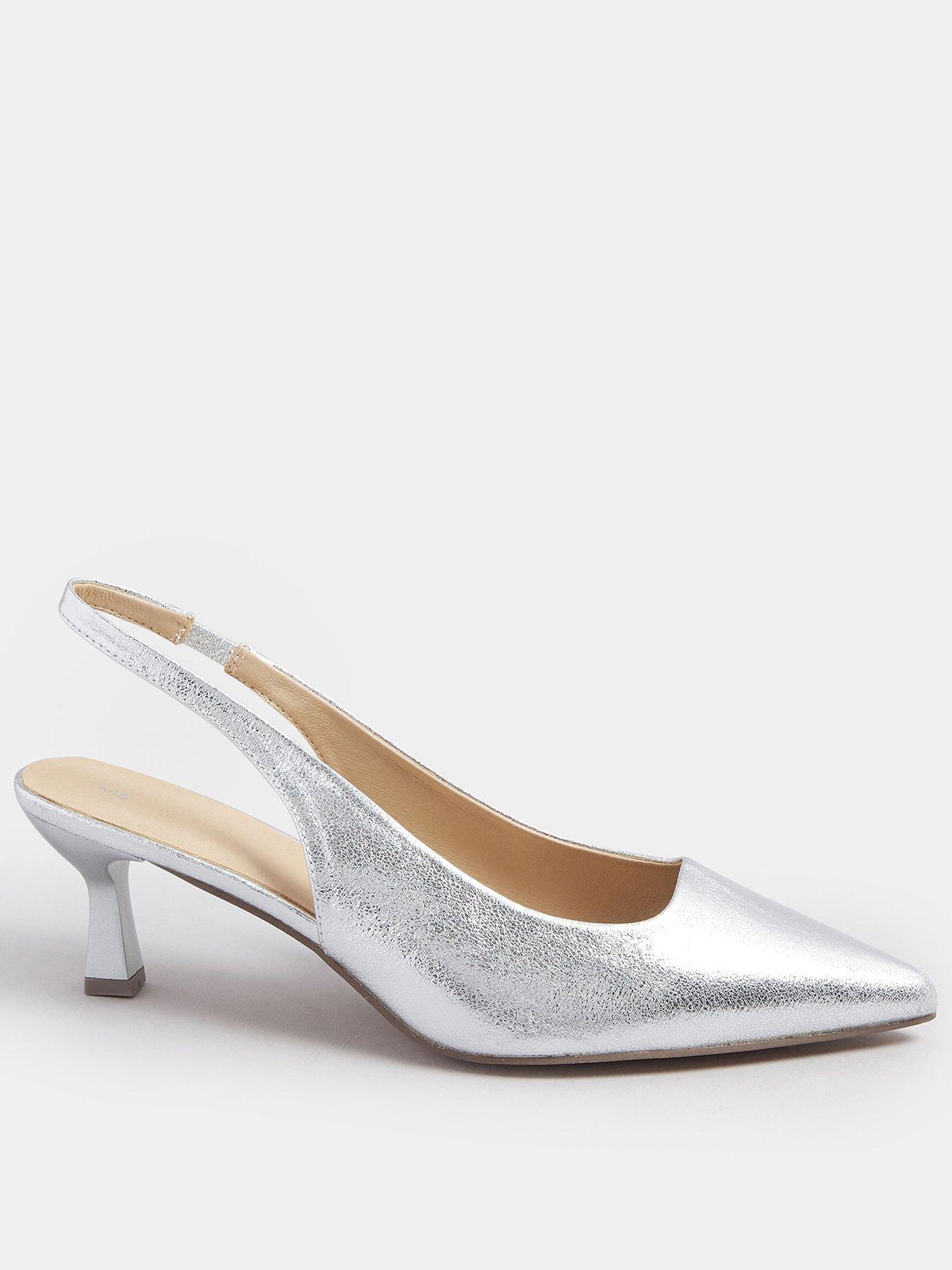 Yours Extra Wide Fit Slingback Court Heel - Silver