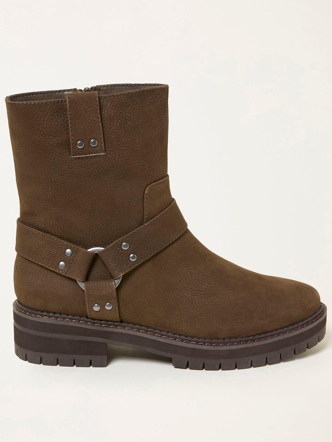 FatFace Leah Biker Boot - Chocolate Brown