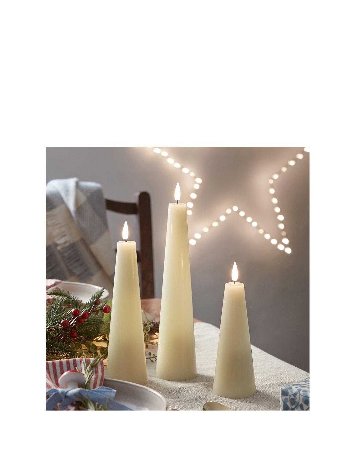 lights4fun-truglow-ivory-cone-led-pillar-candle-triostillFront