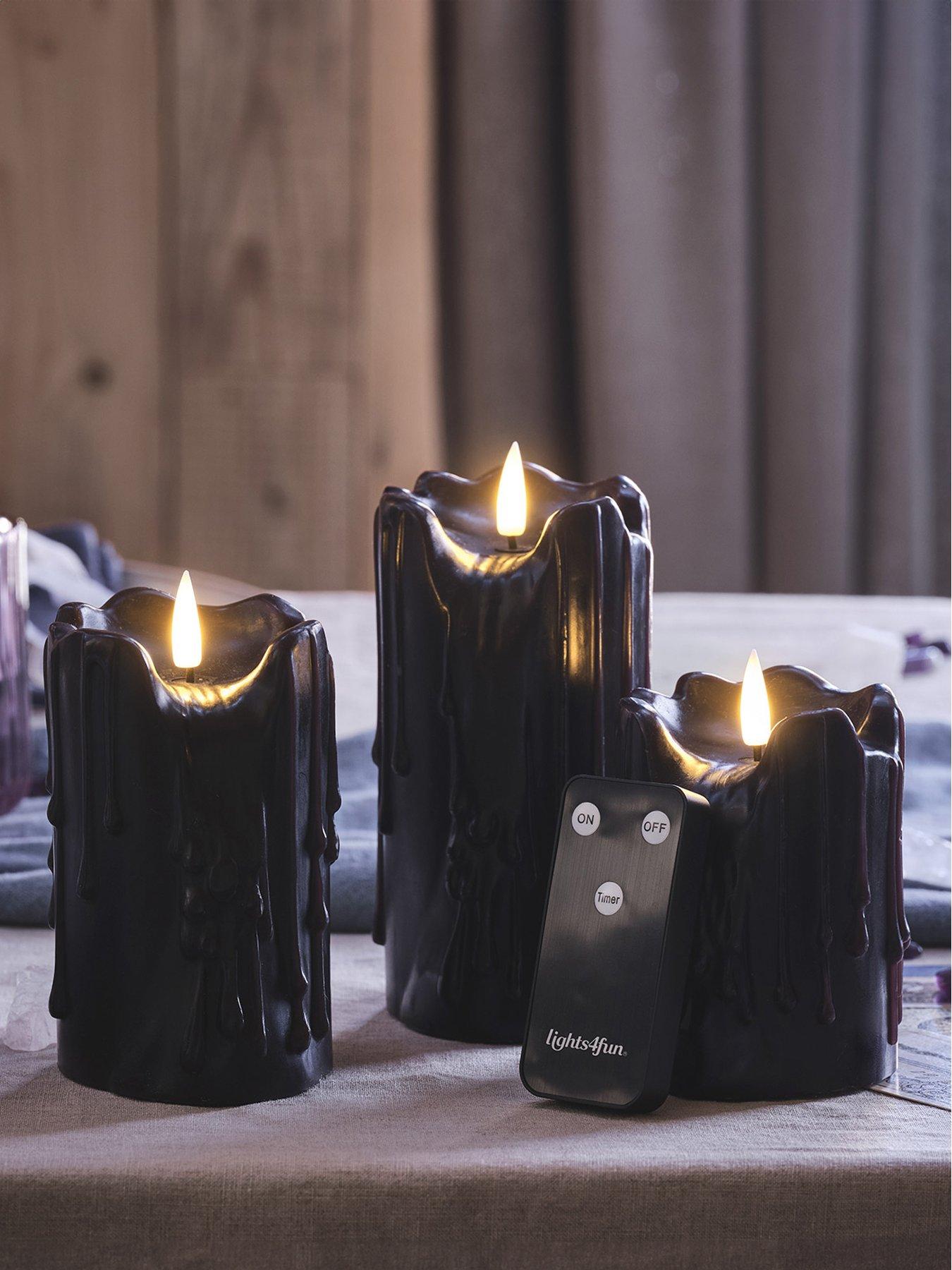 lights4fun-set-of-3-black-heavy-dripping-wax-truglow-candles