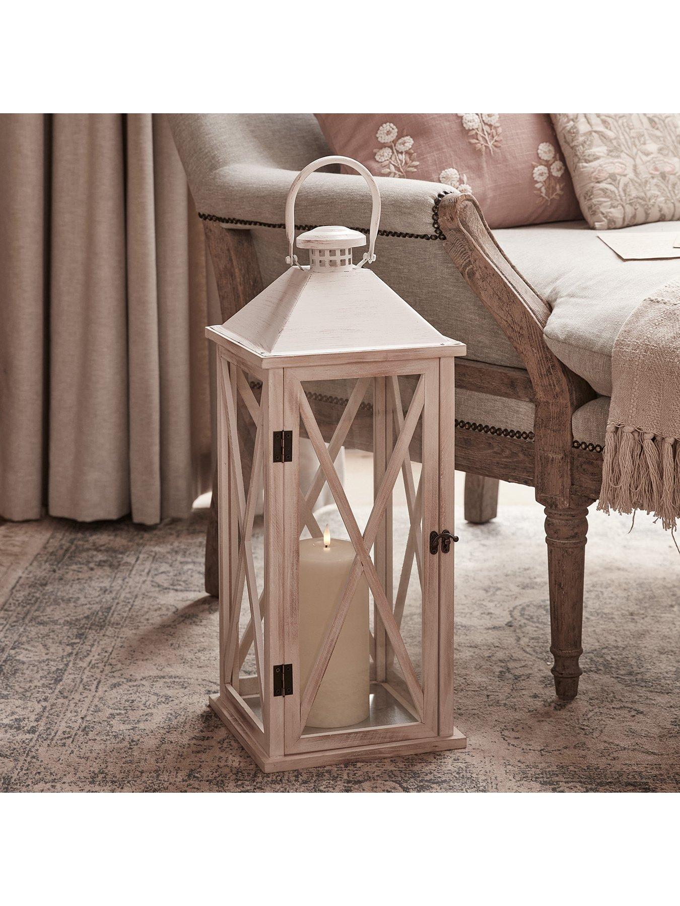 Image 3 of 3 of Lights4Fun Folkestone Large Wooden Lantern with TruGlow Candle