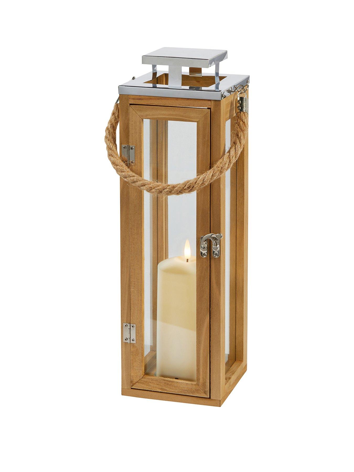 lights4fun-42cm-wooden-lantern-with-truglow-led-candlestillFront