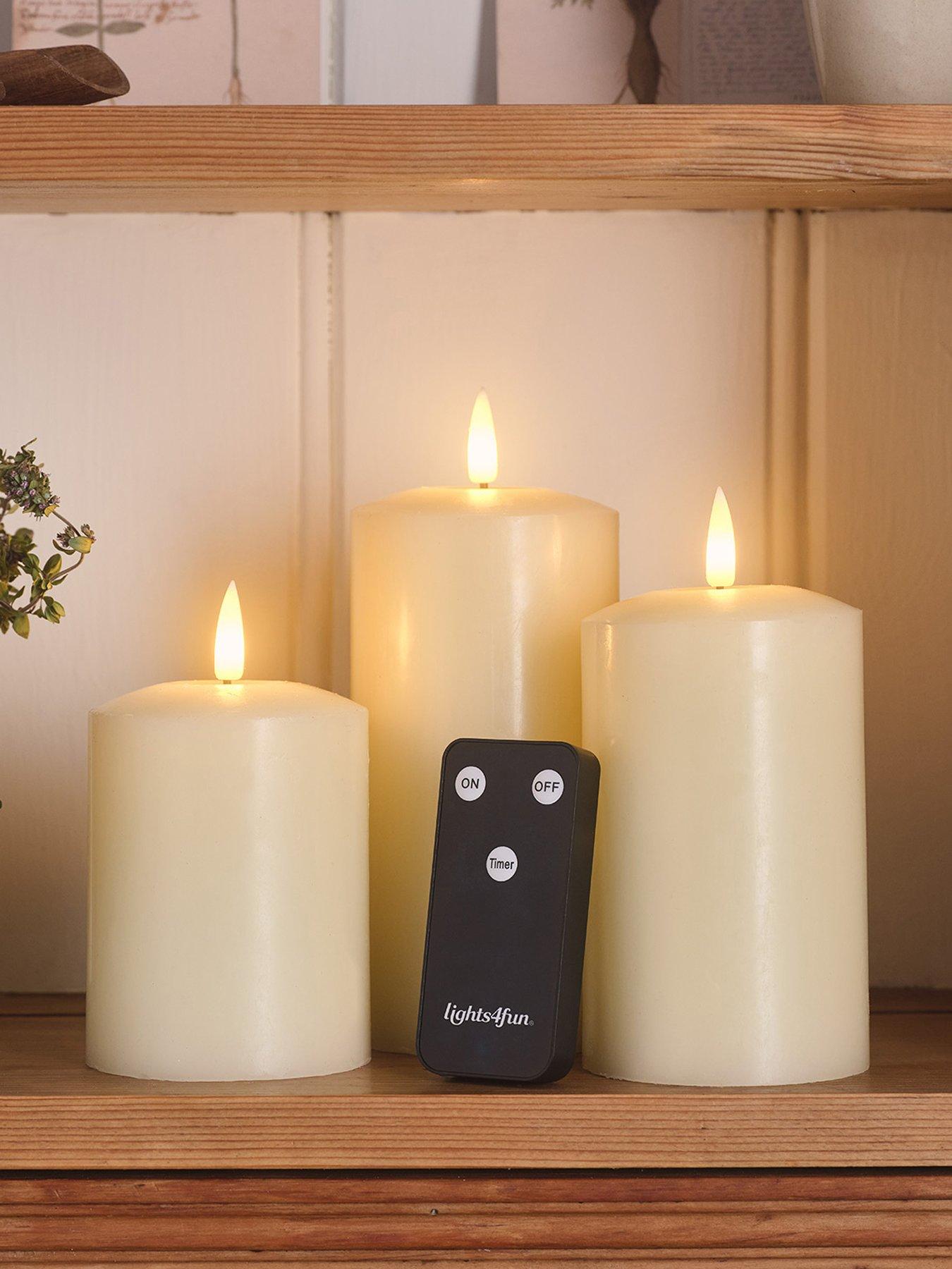 Lights4Fun TruGlow Ivory Rechargeable LED Pillar Candle Trio