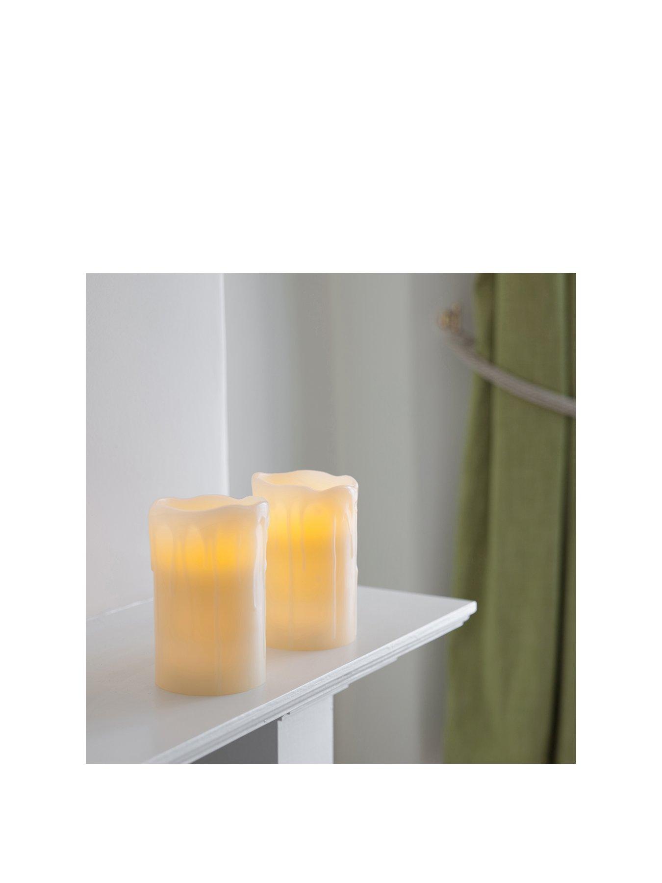 Image 2 of 6 of Lights4Fun 2 Melted Wax Battery Powered Church Pillar LED Candles