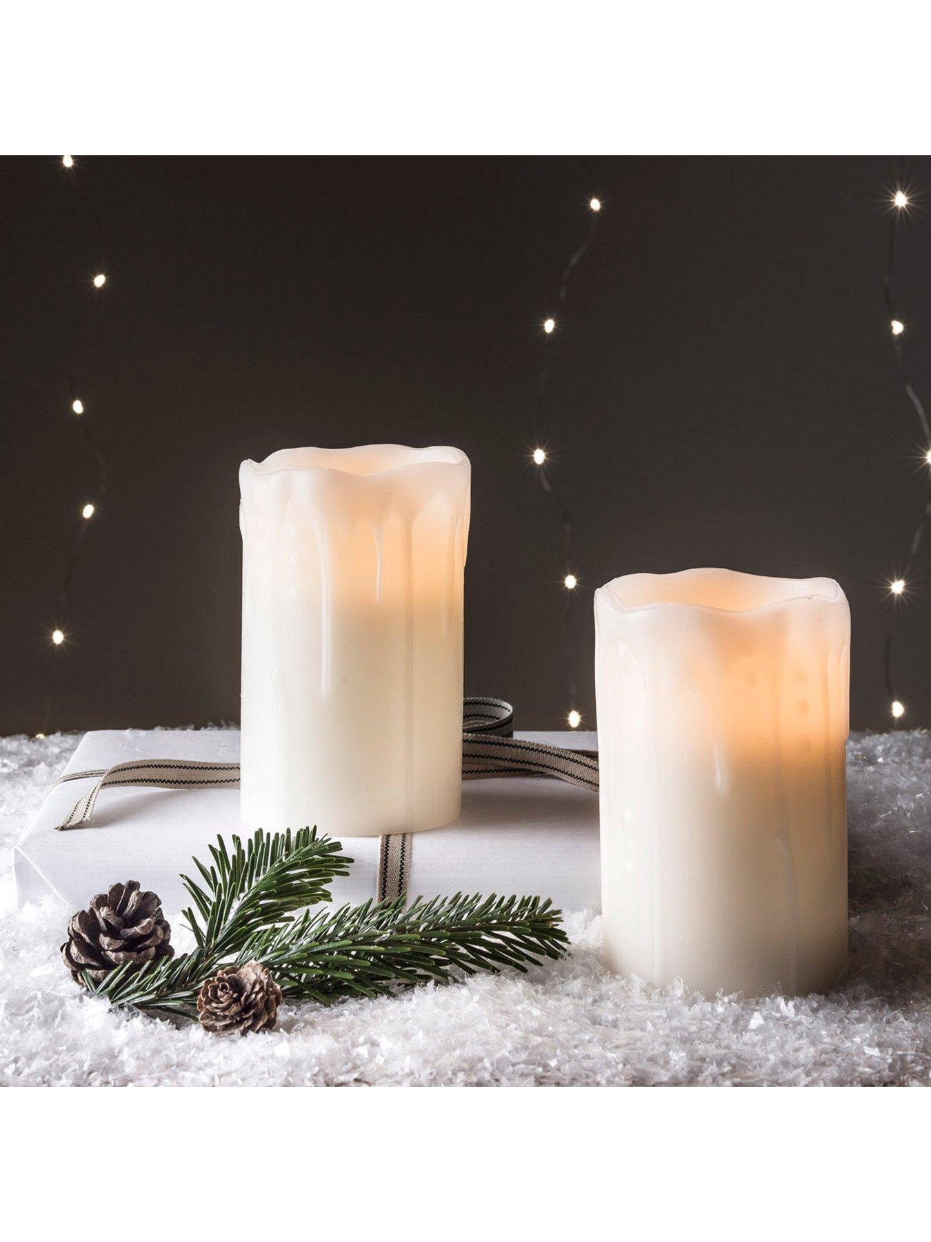 Image 4 of 6 of Lights4Fun 2 Melted Wax Battery Powered Church Pillar LED Candles