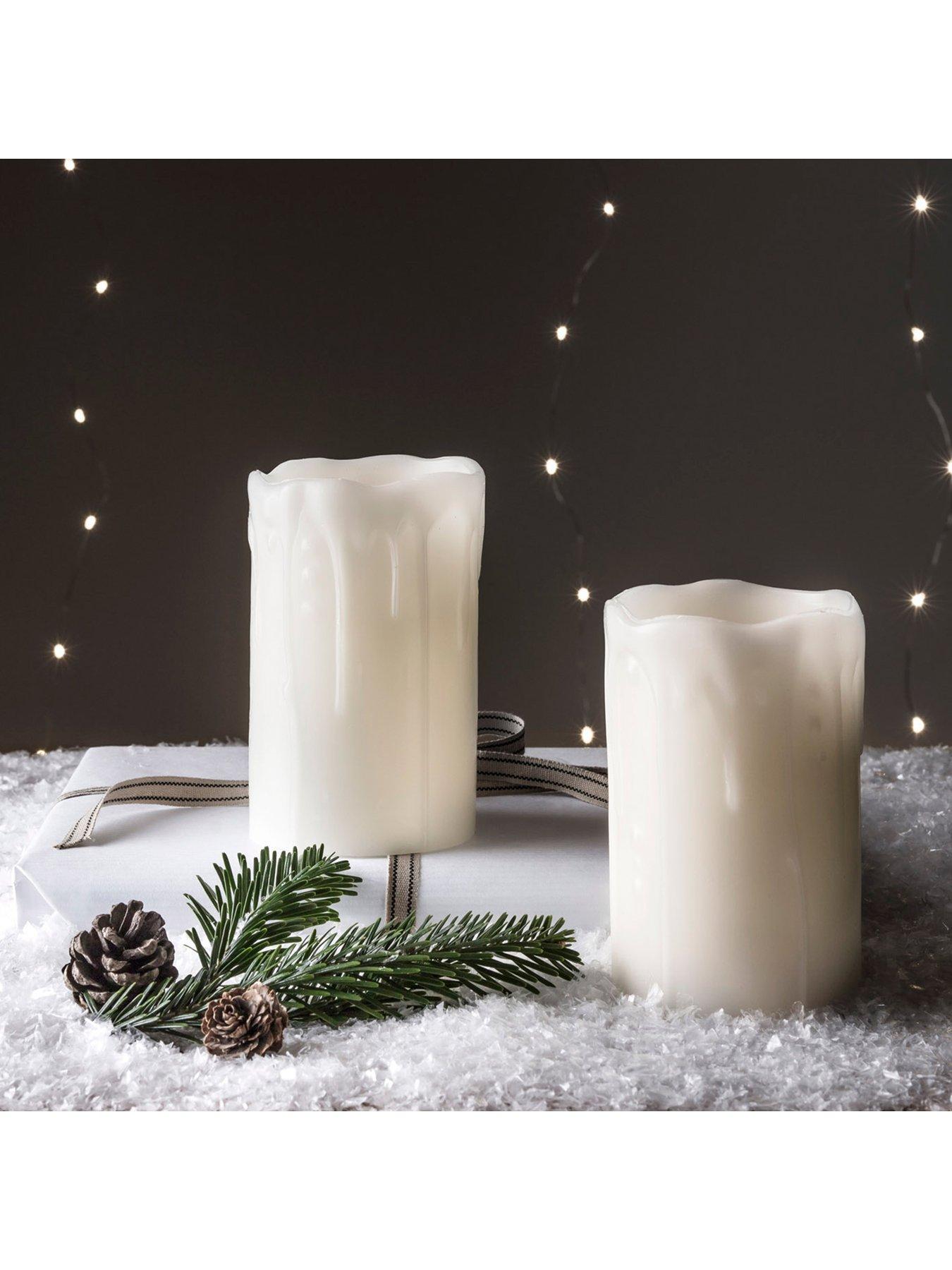 Image 5 of 6 of Lights4Fun 2 Melted Wax Battery Powered Church Pillar LED Candles