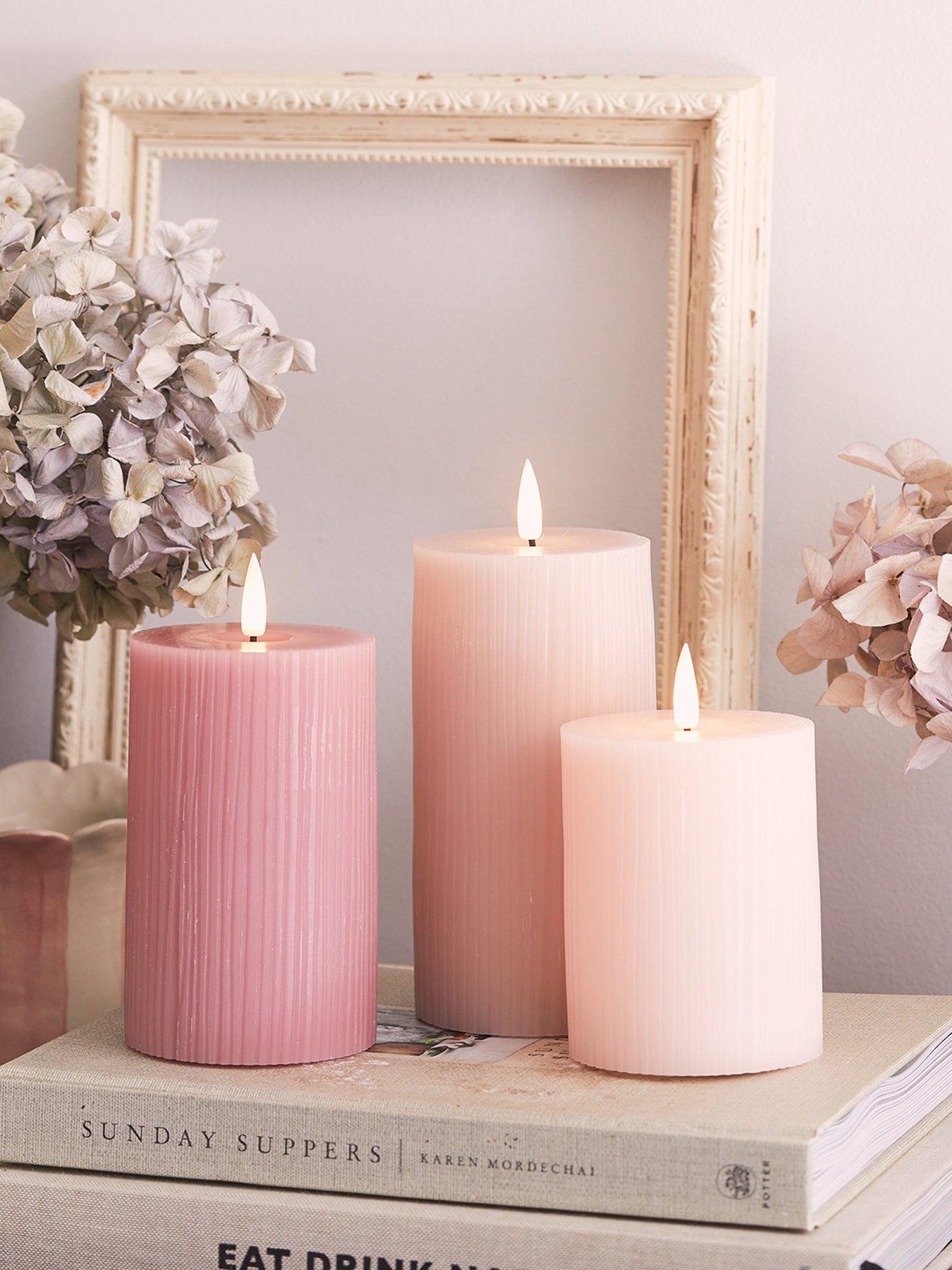 lights4fun-truglow-blush-pink-ribbed-led-pillar-candle-trio