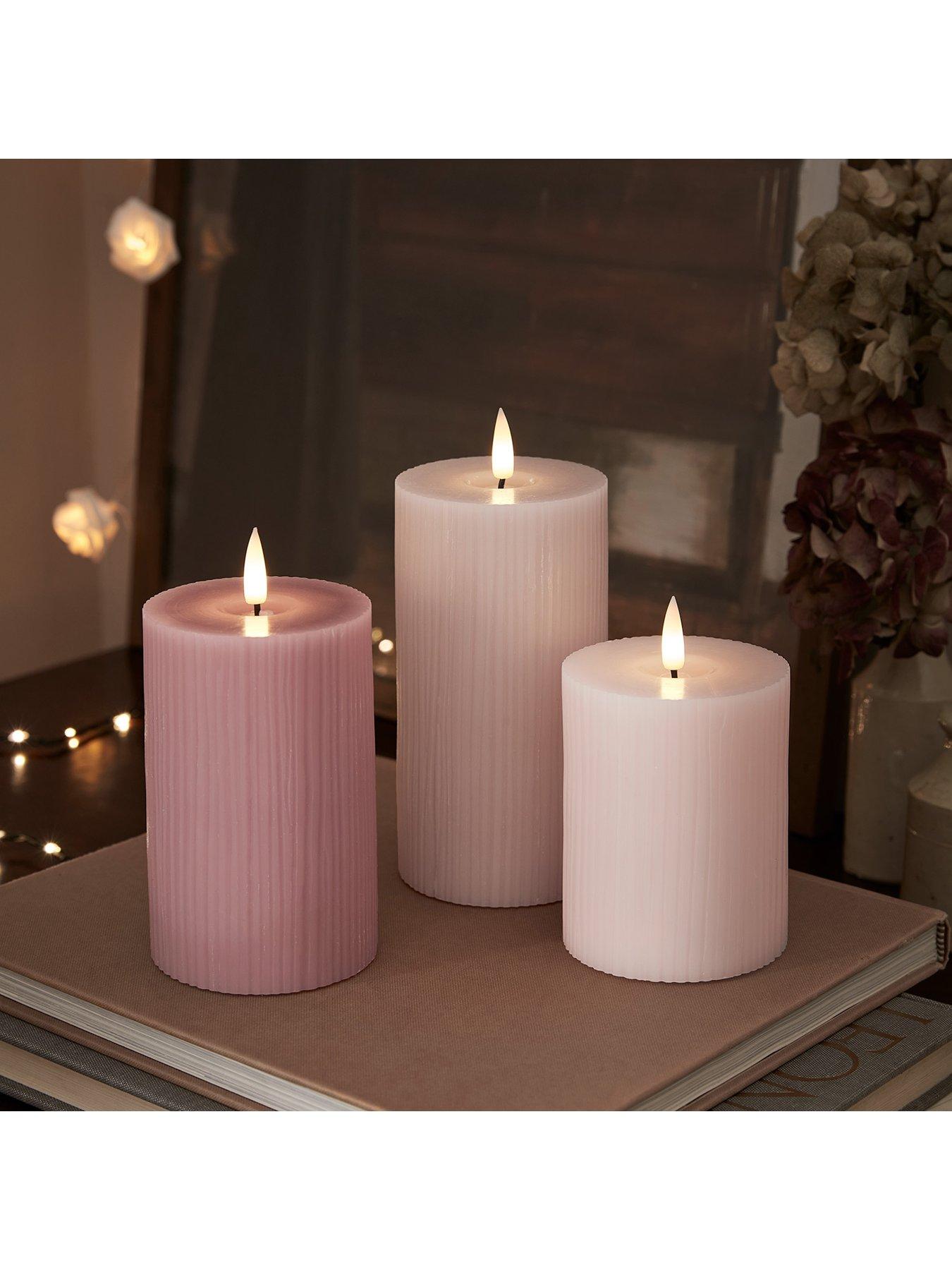 lights4fun-truglow-blush-pink-ribbed-led-pillar-candle-triooutfit