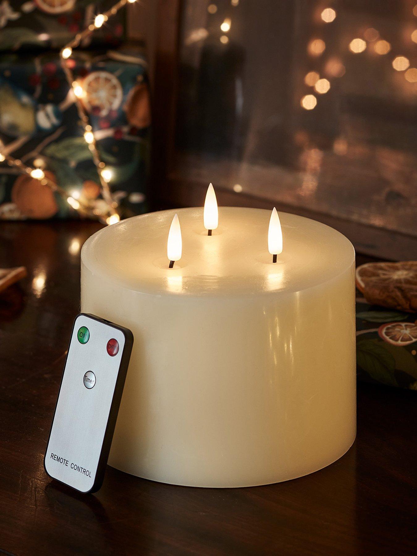 Image 1 of 7 of Lights4Fun TruGlow Ivory LED 3 Wick Candle