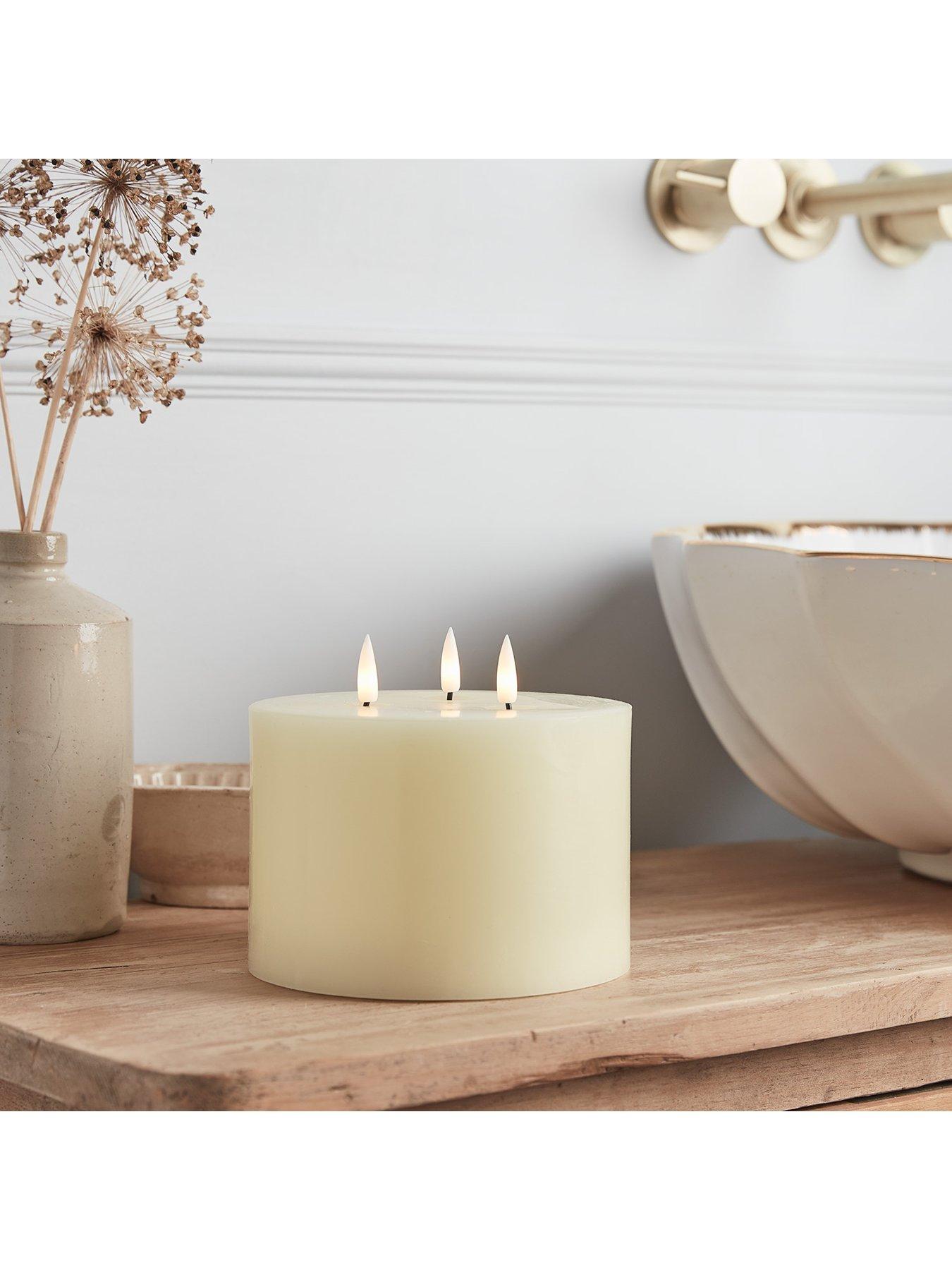 Image 6 of 7 of Lights4Fun TruGlow Ivory LED 3 Wick Candle