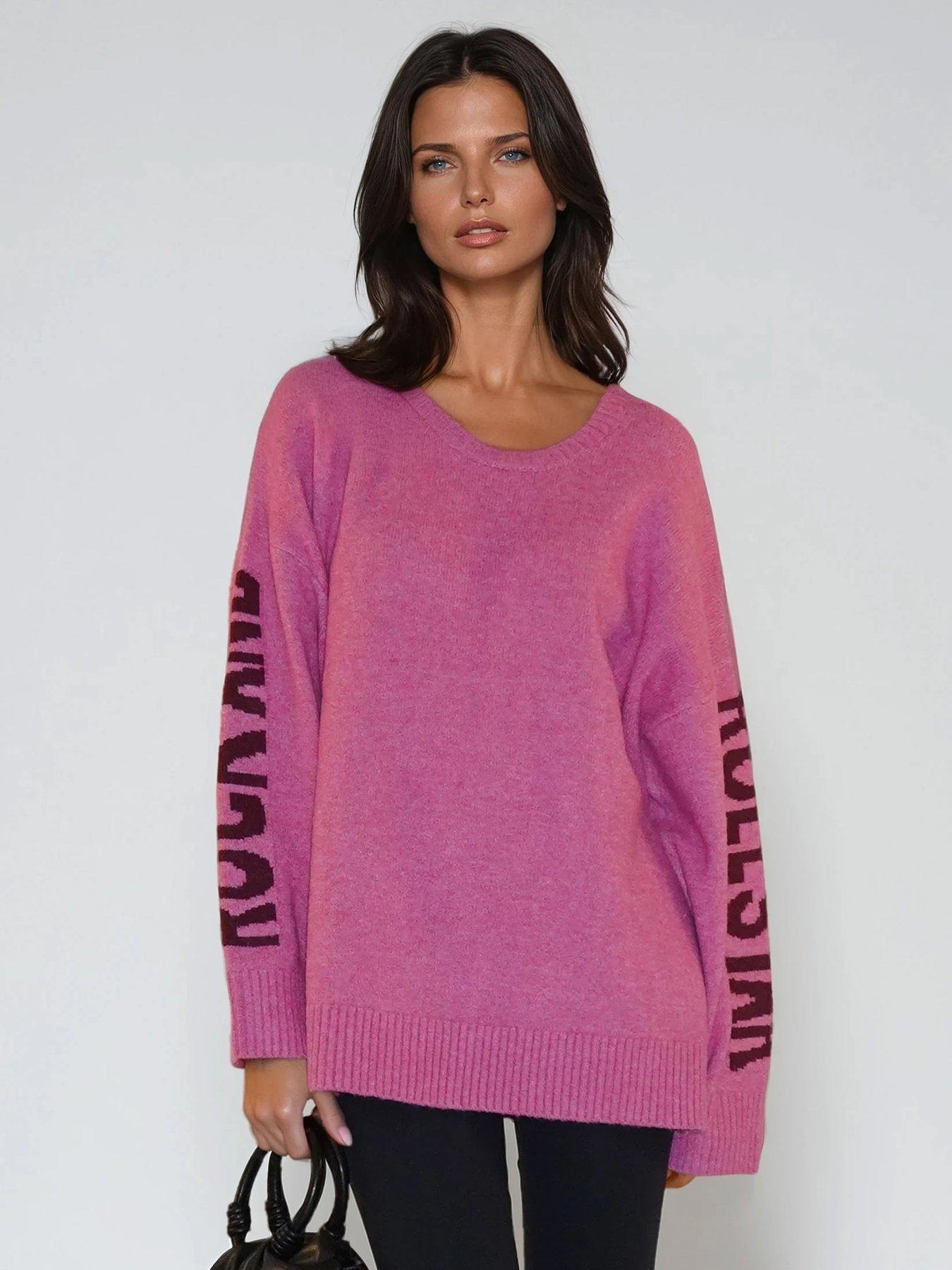 Religion Oversized Rock N Roll Star Jumper - Pink