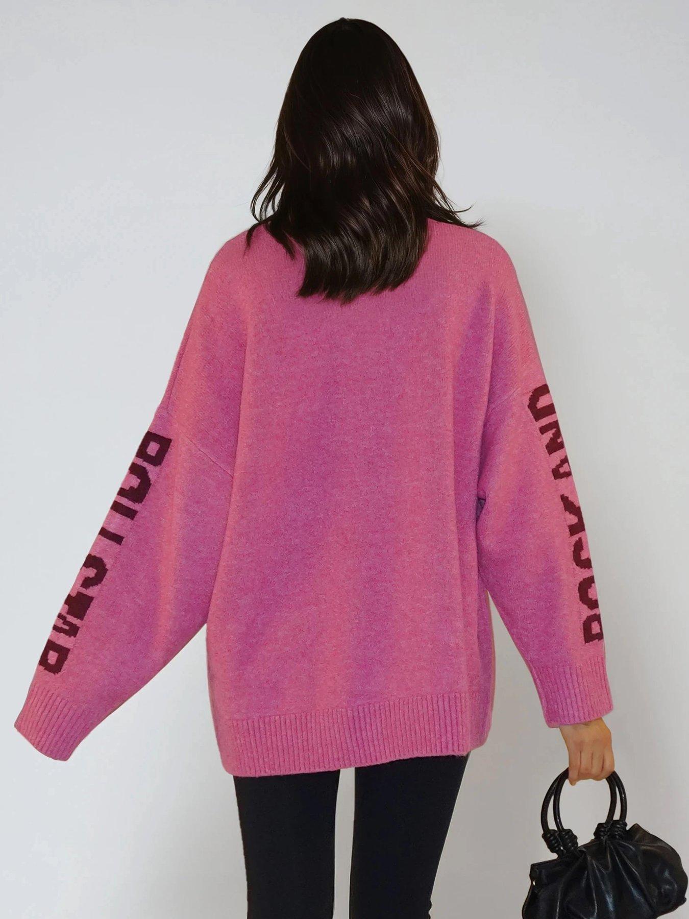 Image 2 of 6 of Religion Oversized Rock N Roll Star Jumper - Pink