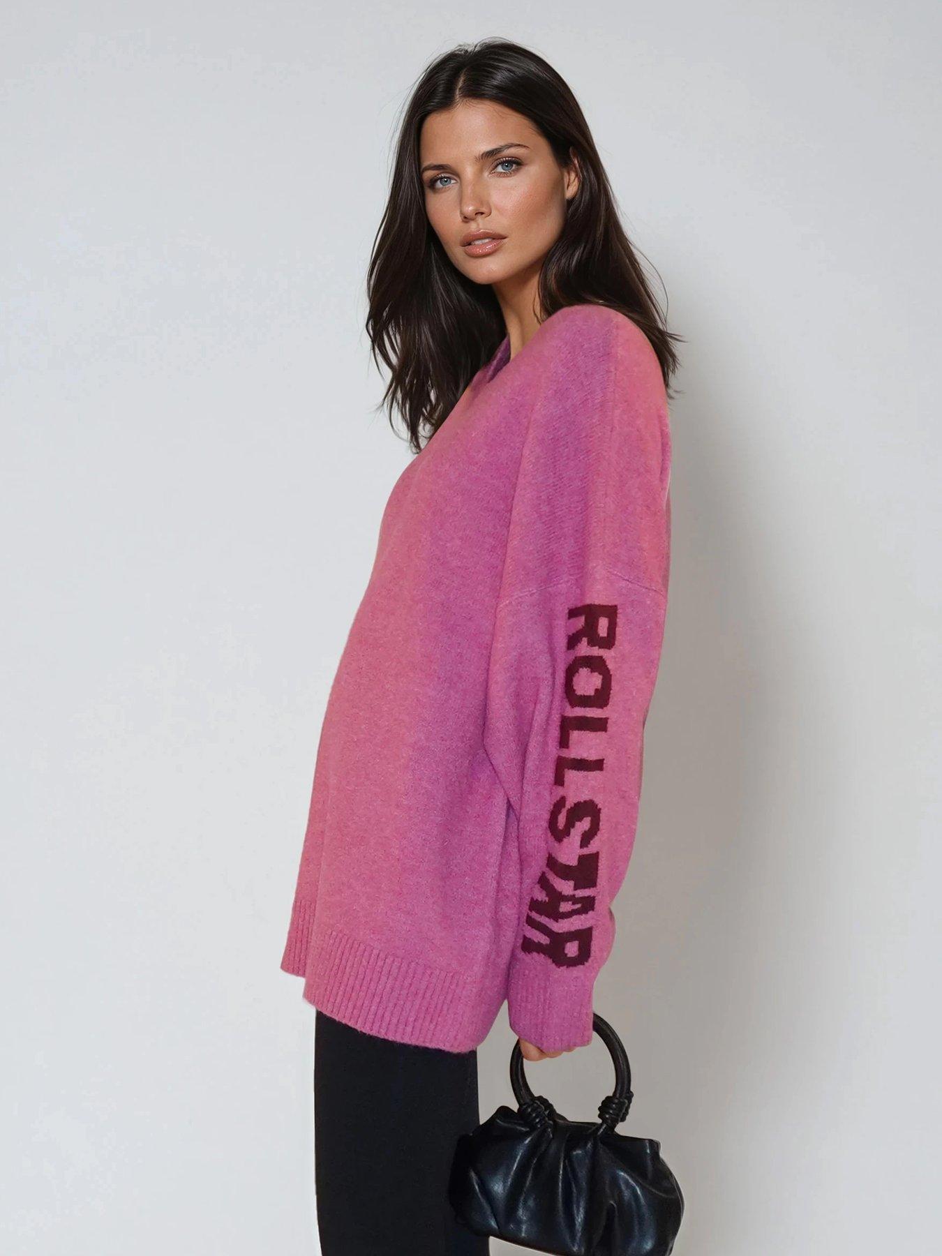 Image 4 of 6 of Religion Oversized Rock N Roll Star Jumper - Pink