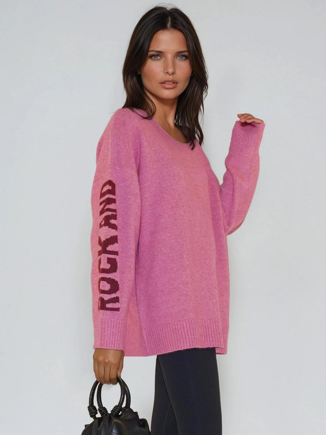 Image 5 of 6 of Religion Oversized Rock N Roll Star Jumper - Pink
