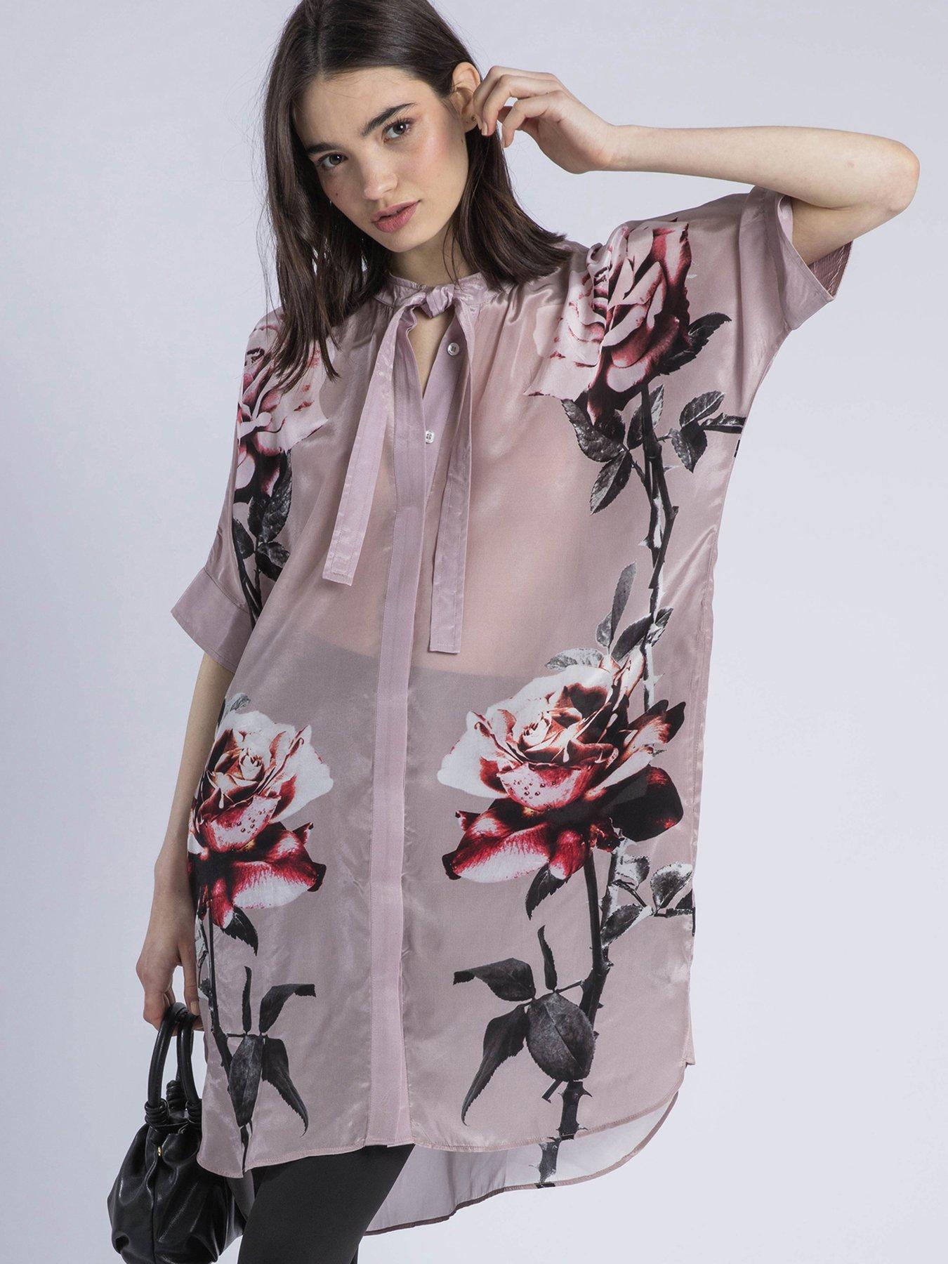 Religion Diana Tie Neck Heart Tunic Dress - Pink