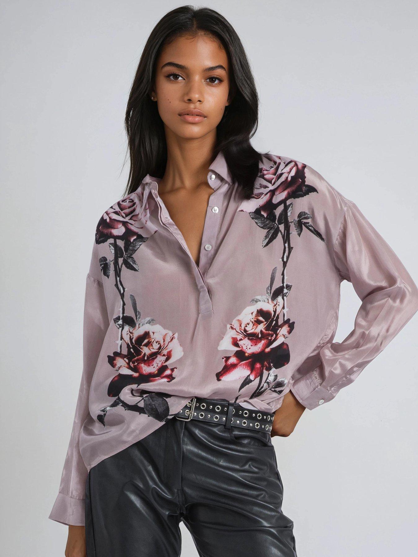 Religion Diana Loose Fit Rose Heart Shirt - Pink