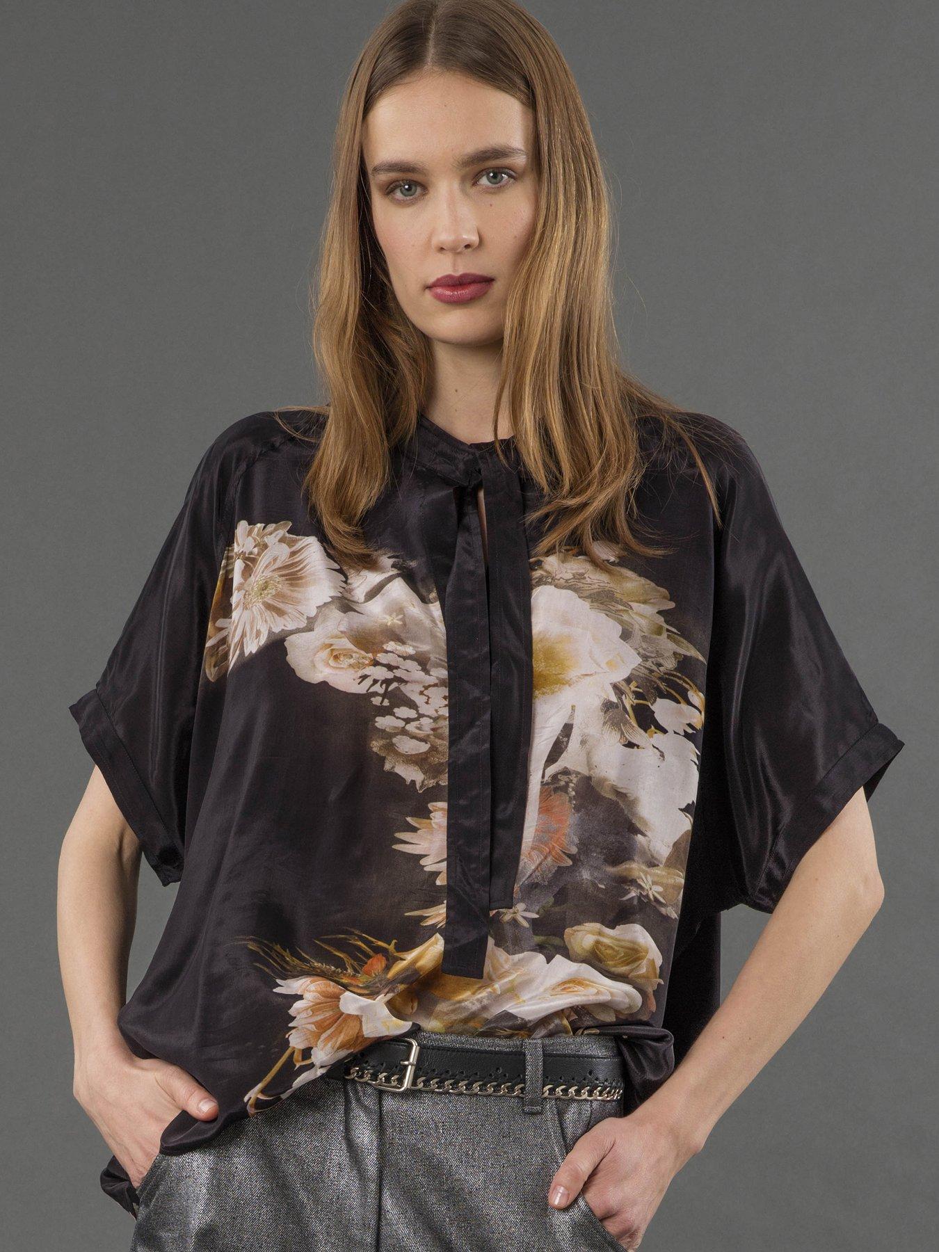 religion-lola-oversized-floral-placement-blouse-blackfront
