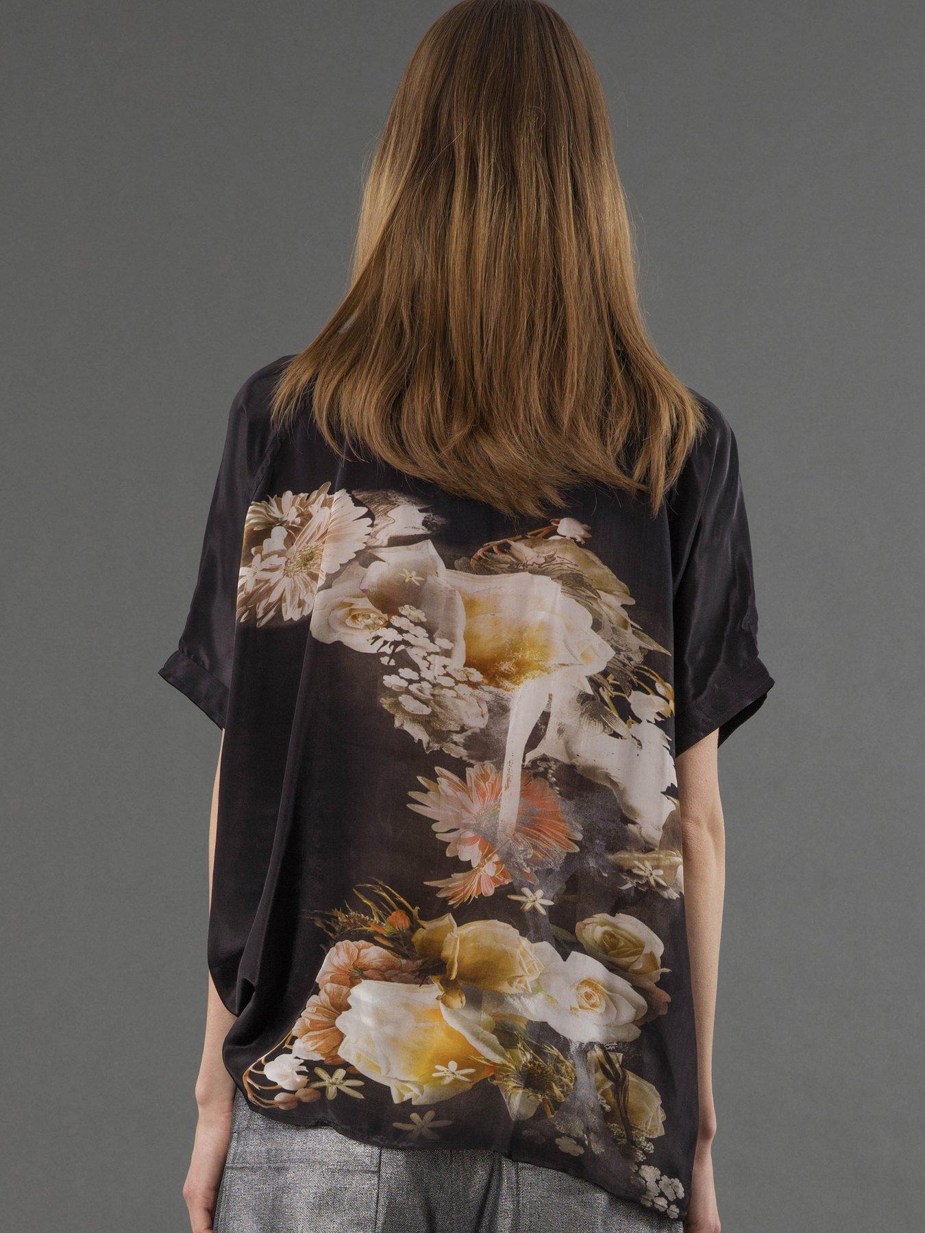 religion-lola-oversized-floral-placement-blouse-blackstillFront