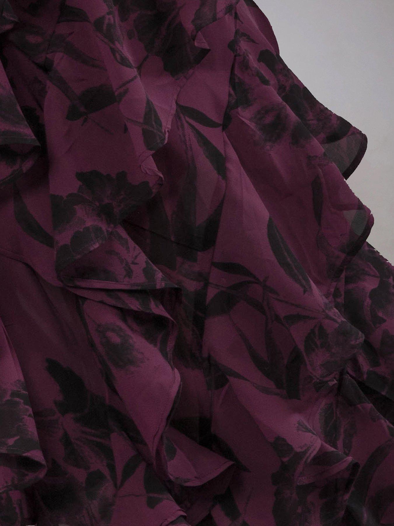 Image 5 of 5 of Religion Scarlet Ruffle Layered Georgette Maxi Skirt - Red