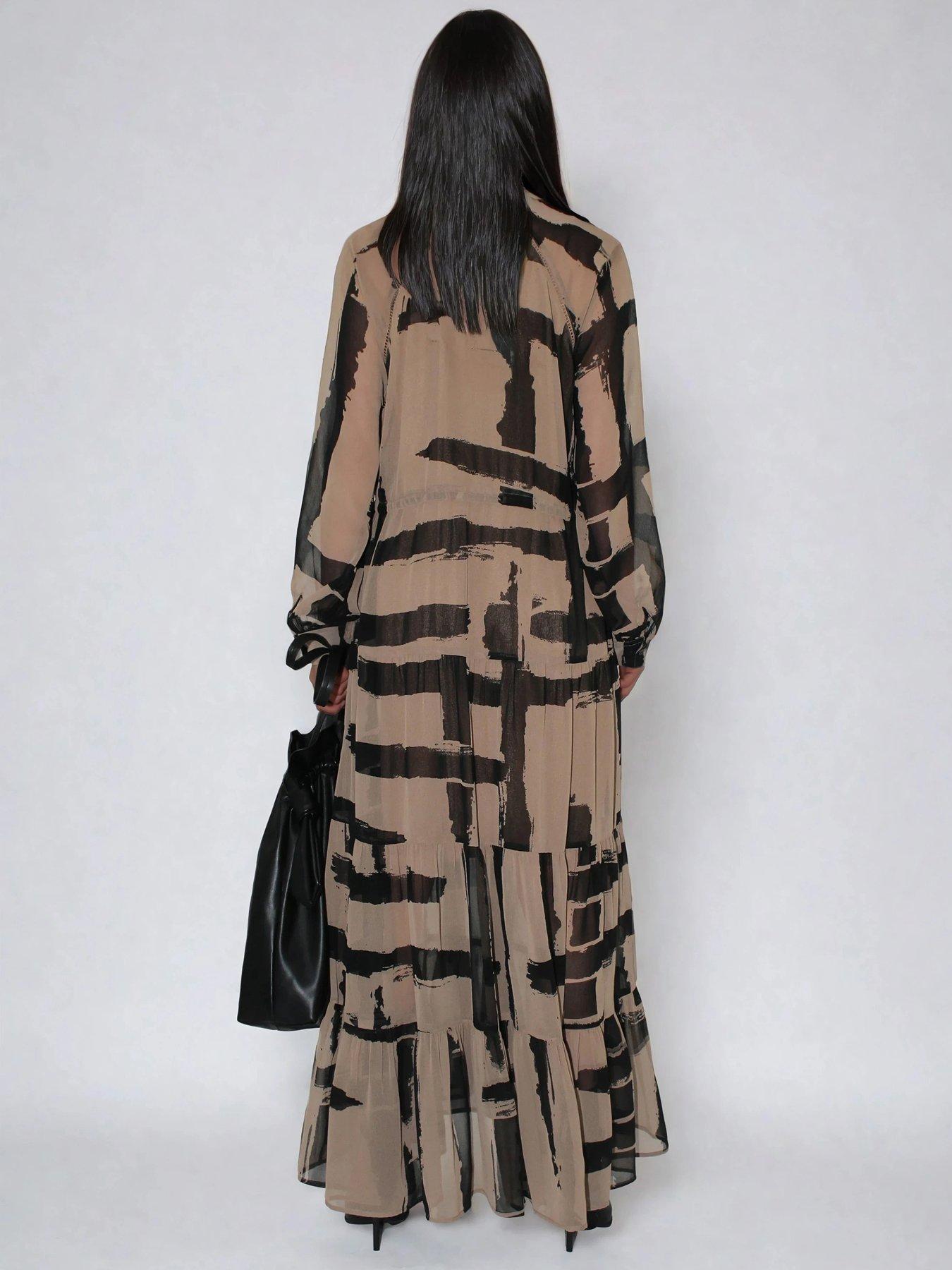 religion-loose-zoe-stripe-selvage-maxi-dress-brownstillFront