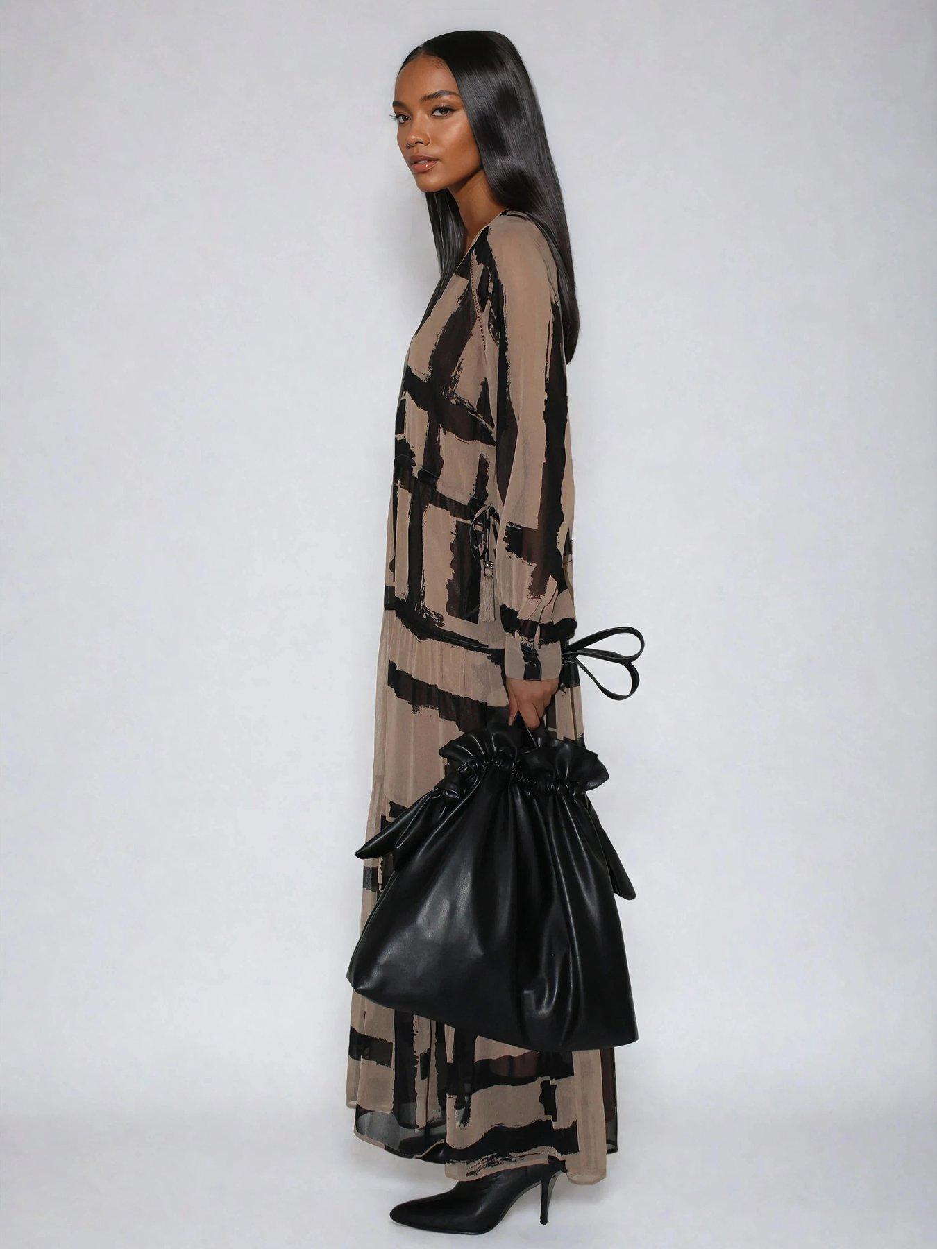 religion-loose-zoe-stripe-selvage-maxi-dress-brownoutfit