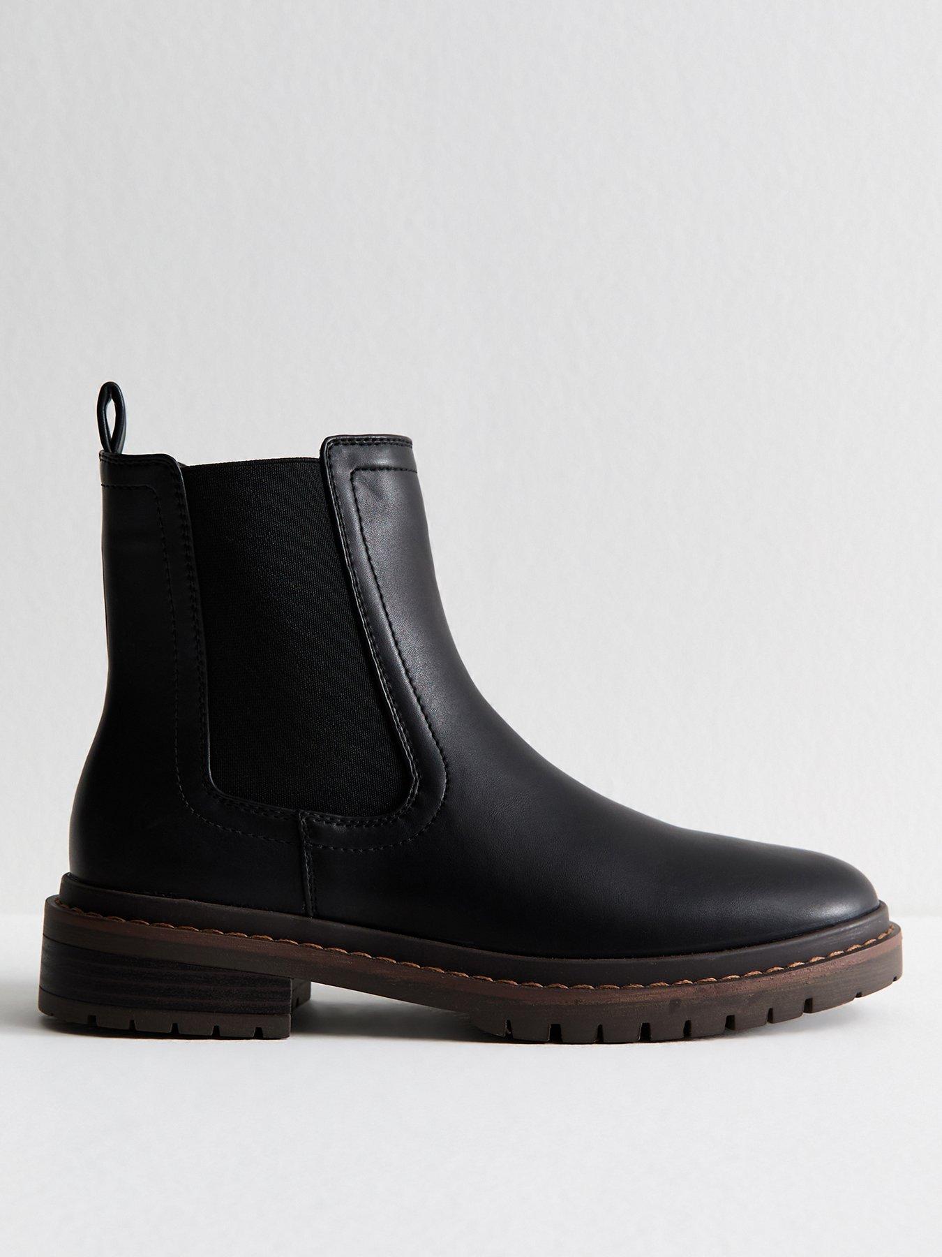 new-look-black-faux-leather-chunky-chelsea-boots