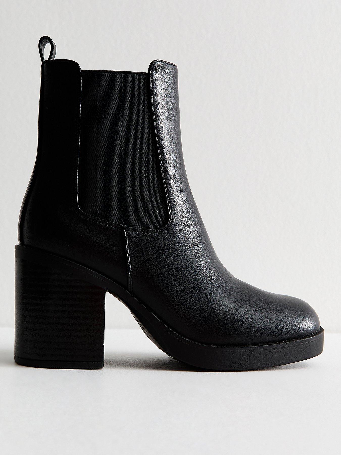 new-look-black-faux-leather-chunky-heel-chelsea-boots