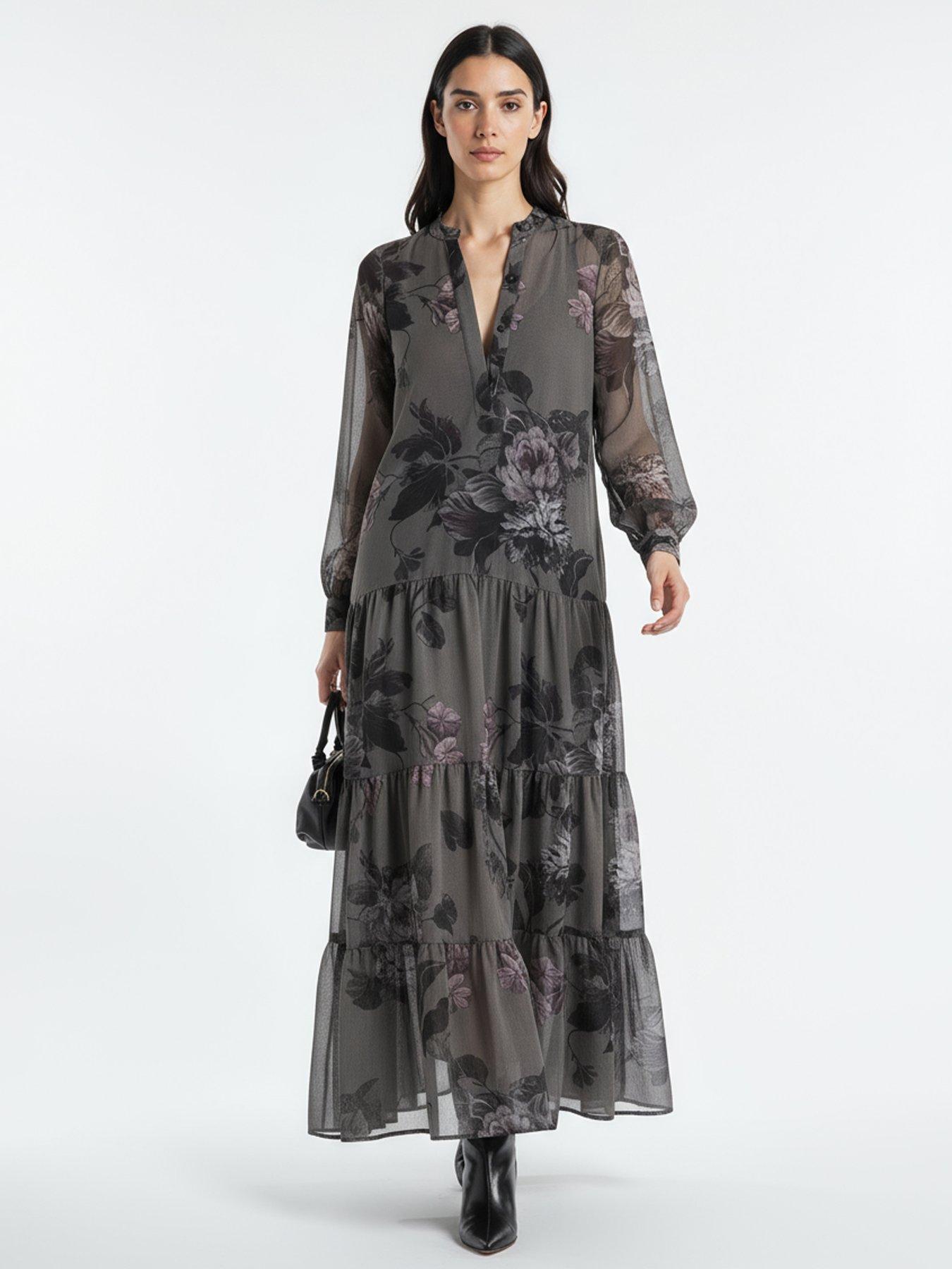 religion-stephanie-tiered-floral-print-maxi-boho-dress-grey