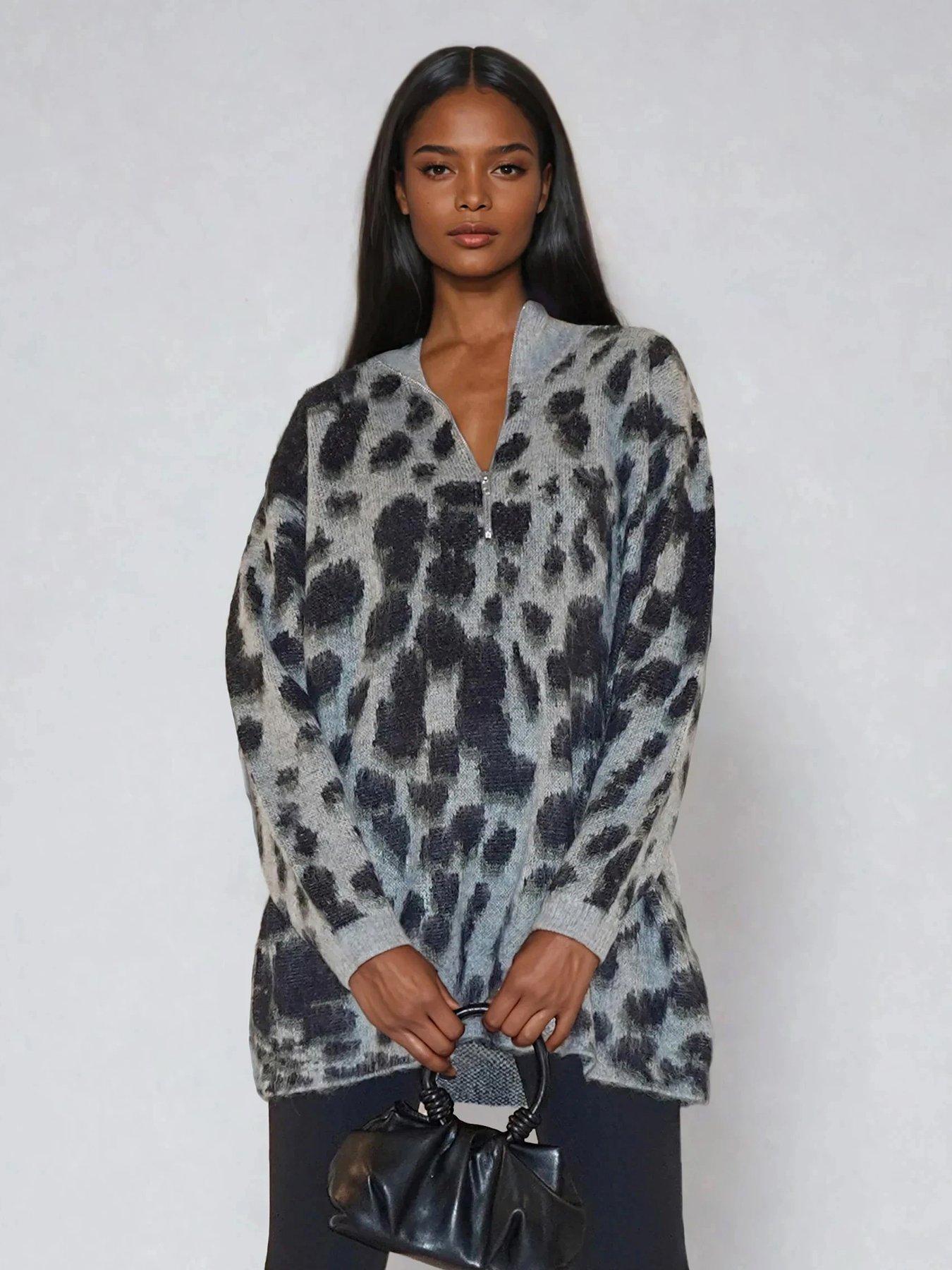religion-erin-knitted-funnel-neck-animal-print-jumper-dress-animal