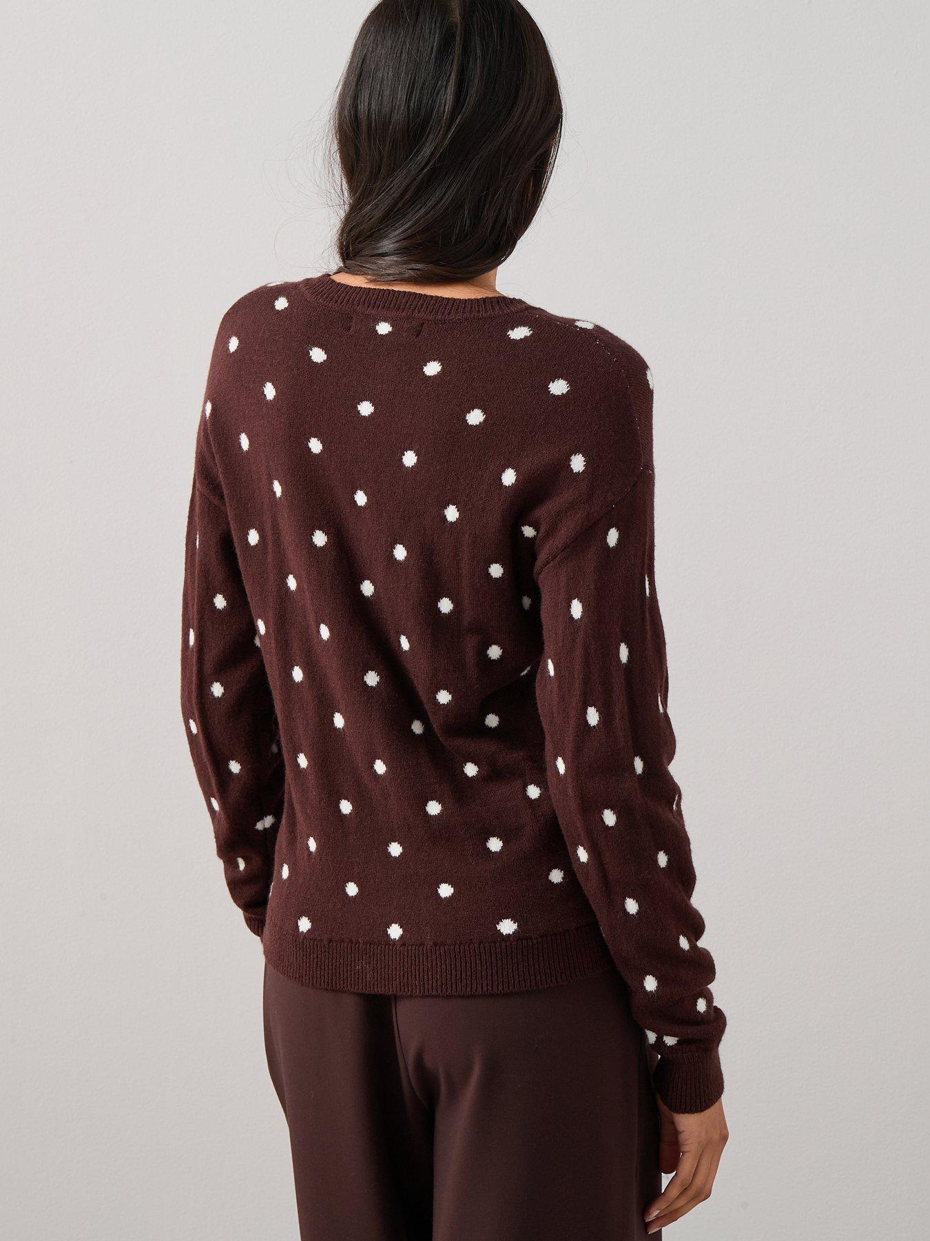 the-very-collection-polka-dot-knitted-cardigan-chocolatestillFront